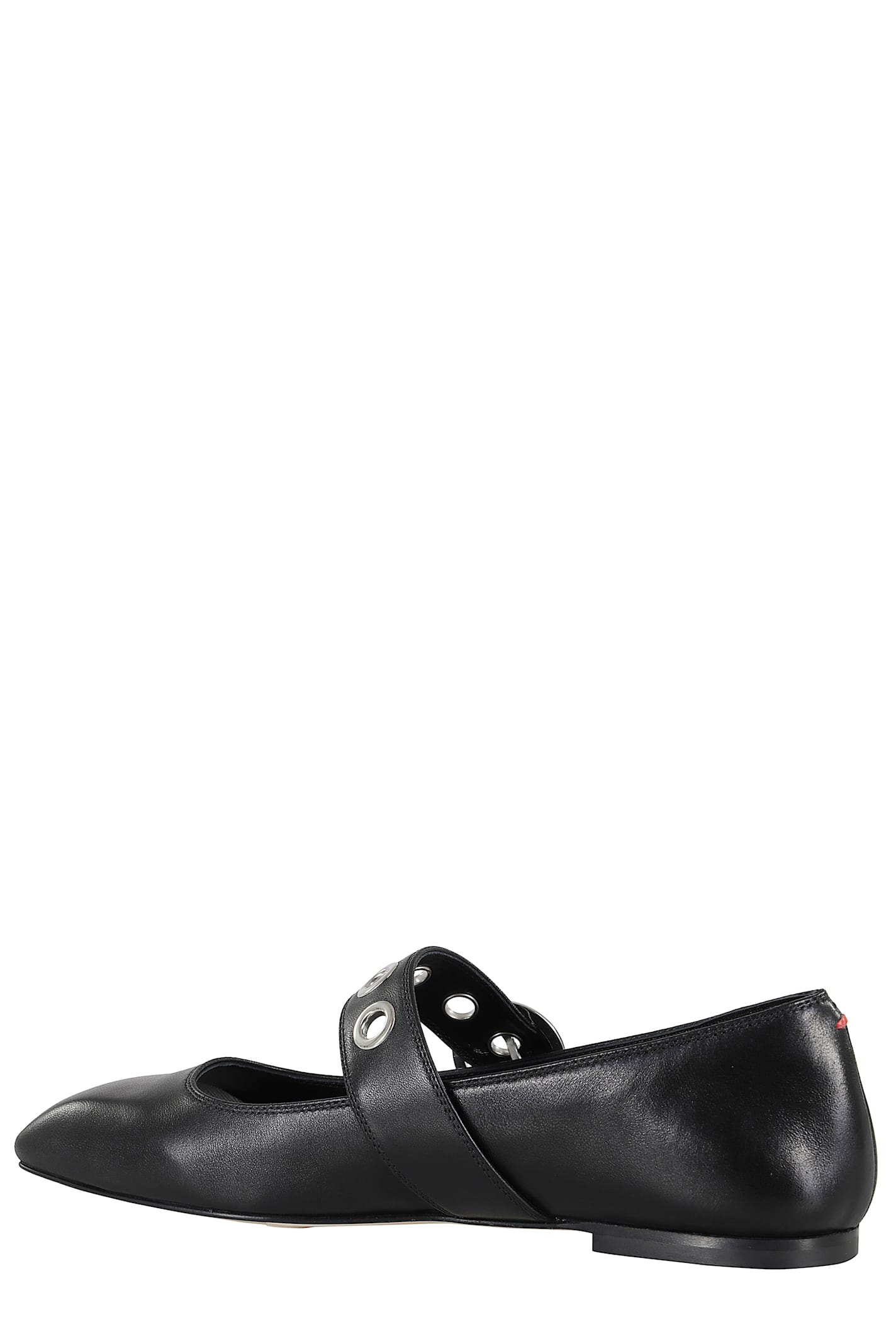 Aeyde Nappa Leather Flats With Circular Hardware Detail In Black