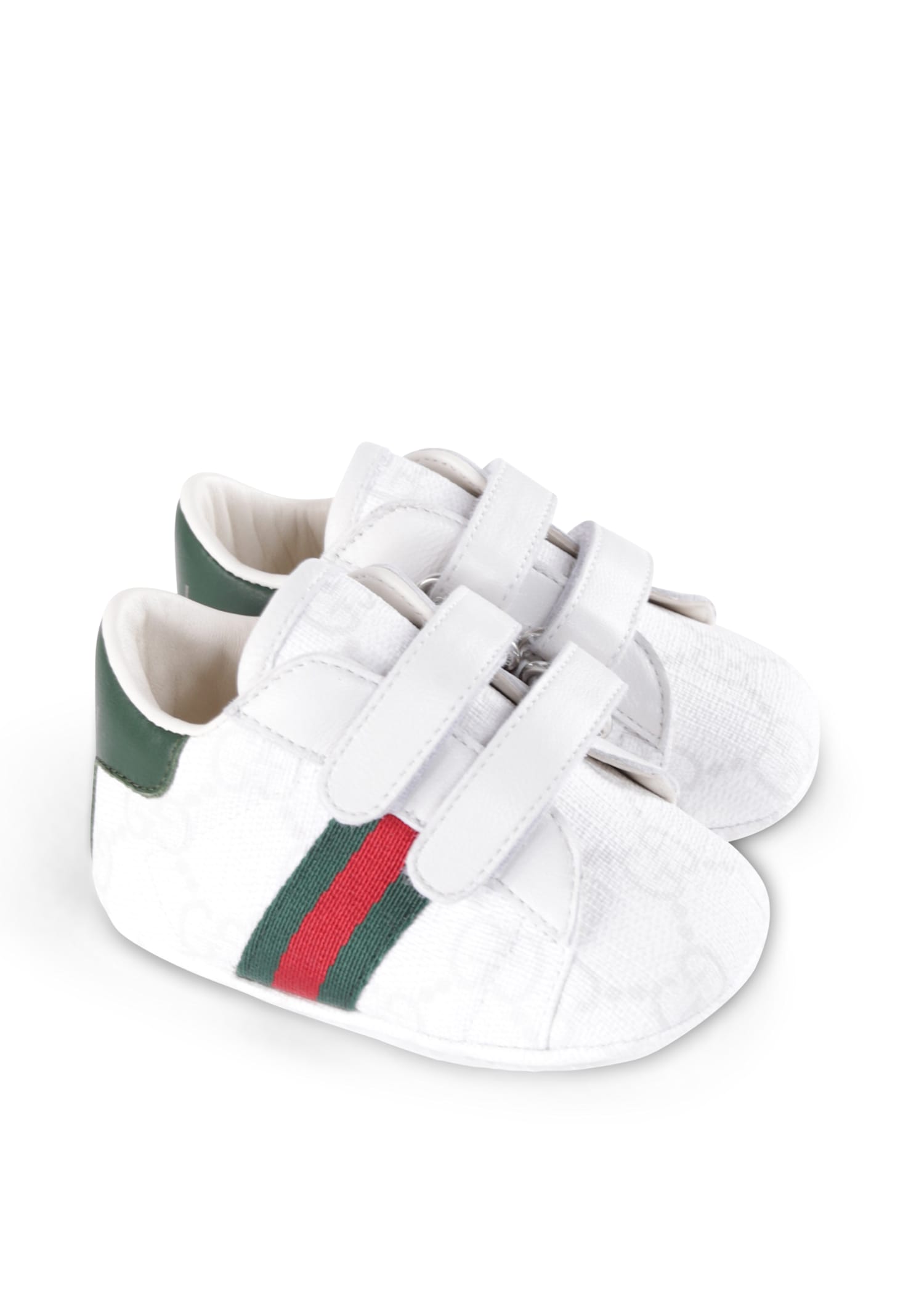 Gucci White Ace Sneakers For Babykids With Web Detail In White