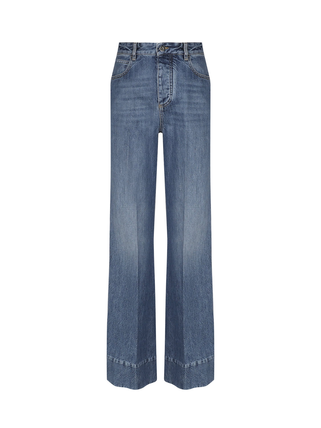 Shop Bottega Veneta Jeans With Side Pockets In Mid Blue