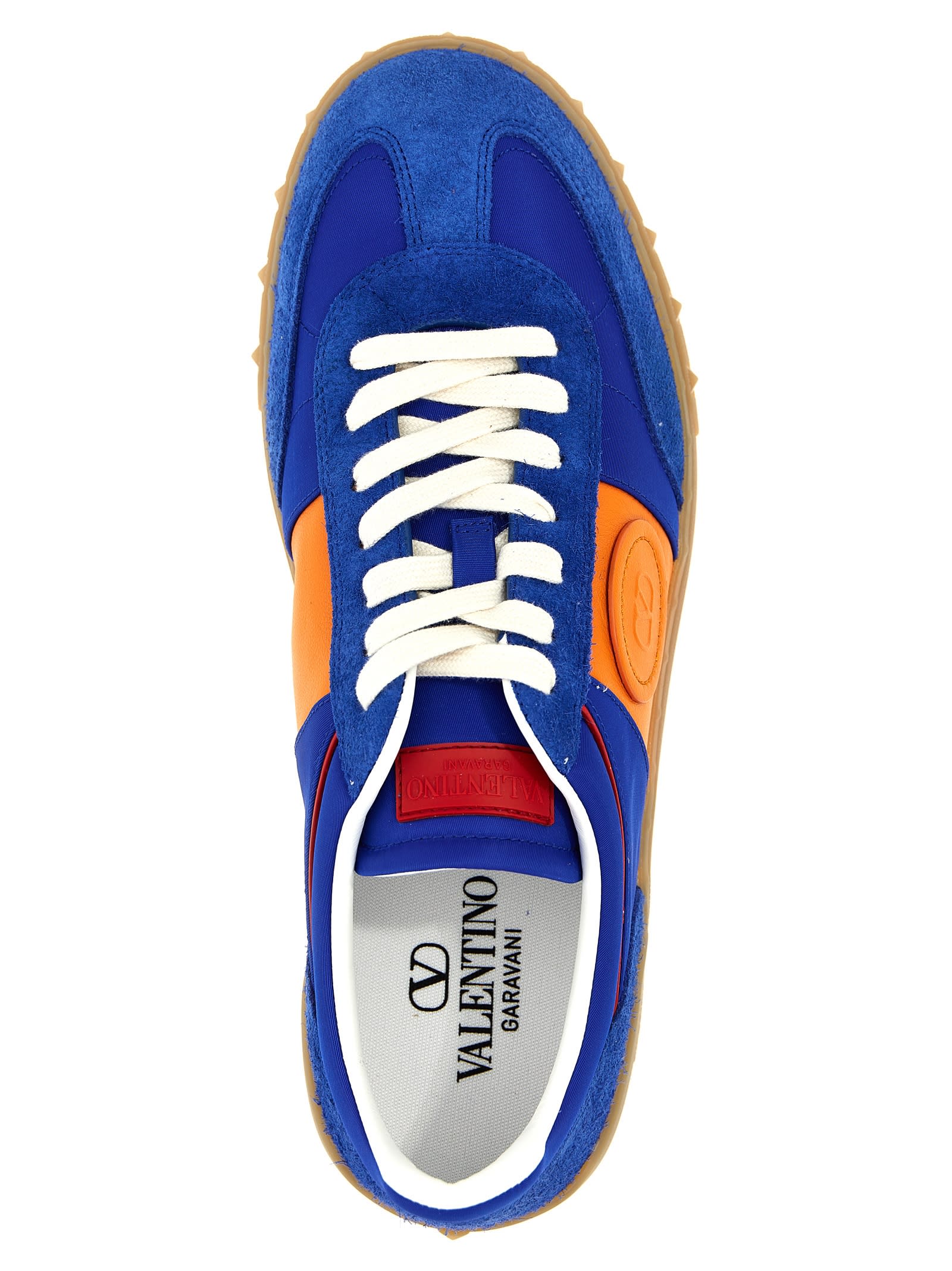 Valentino Multicolor Split Leather And Leather Upvillage Sneakers In Blue
