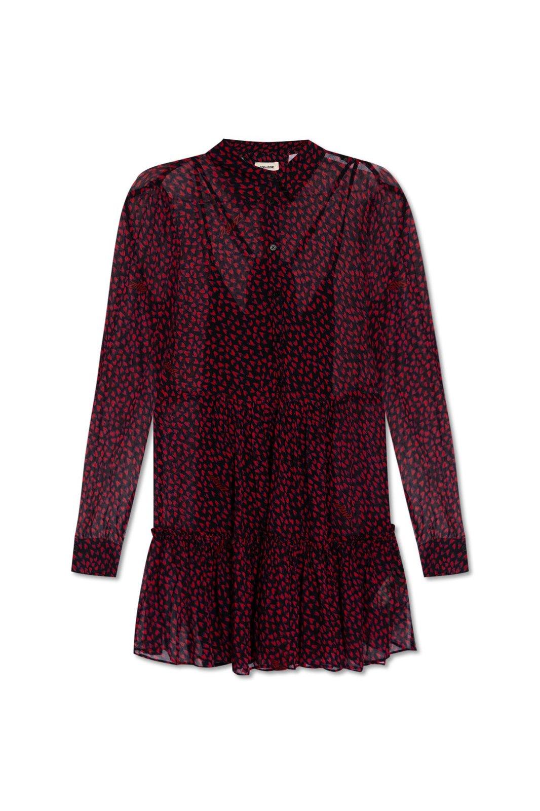 Shop Zadig &amp; Voltaire Razyele Ruffled Trim Mini Dress In Black/red