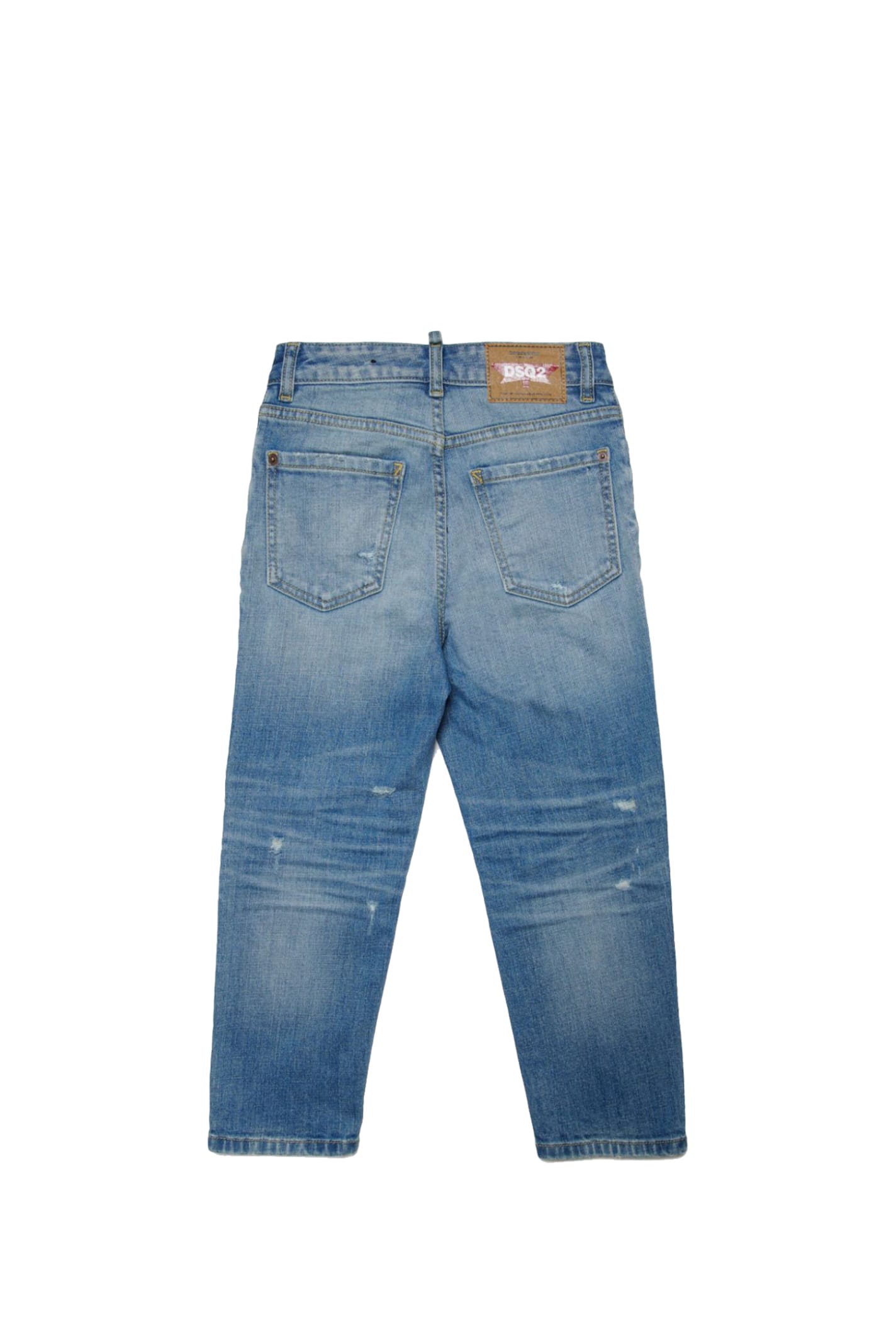 Shop Dsquared2 Straight Jeans With Woven Effect In Blue