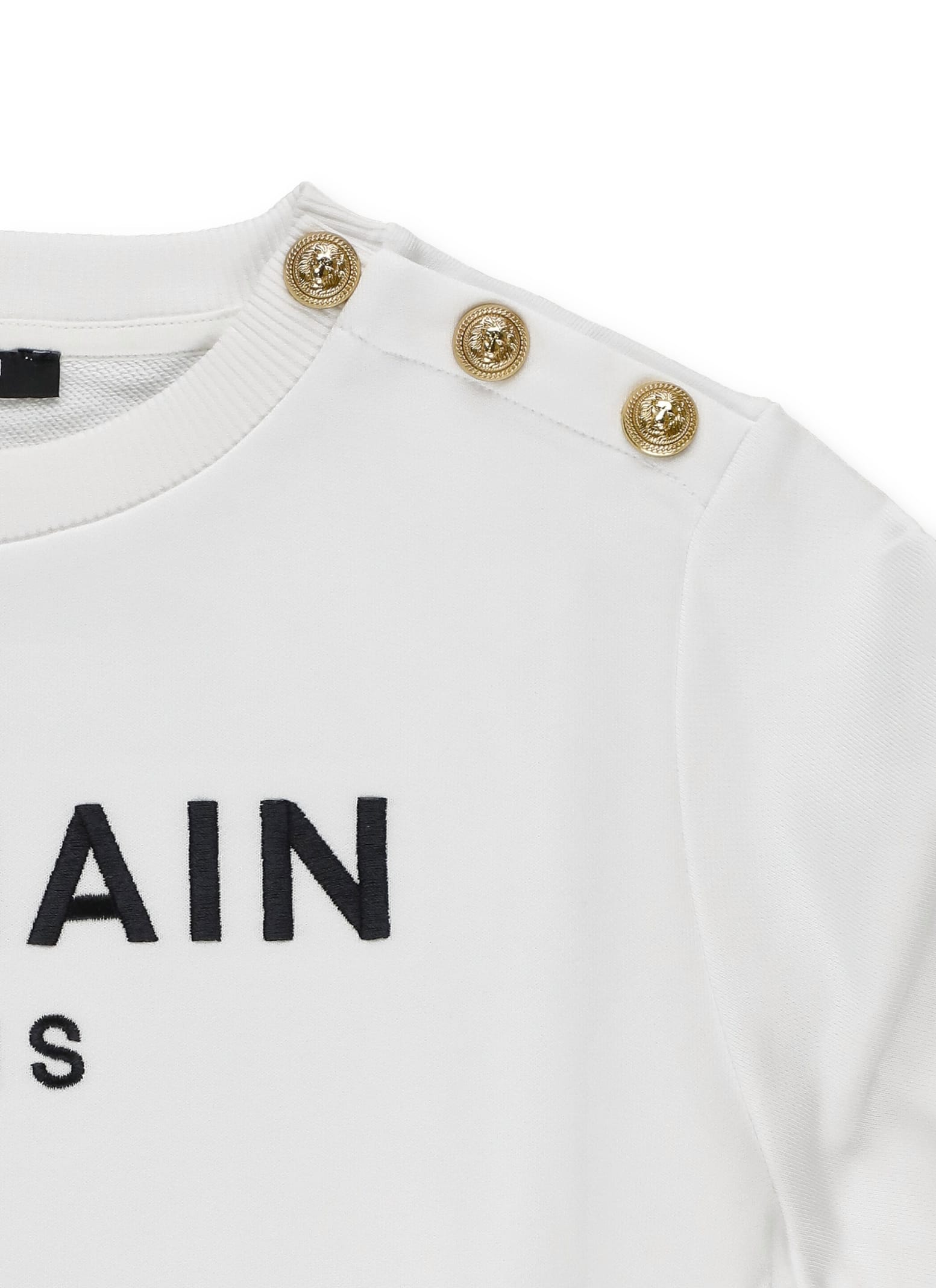 Shop Balmain Sweatshirt With Logo In Bianco E Nero