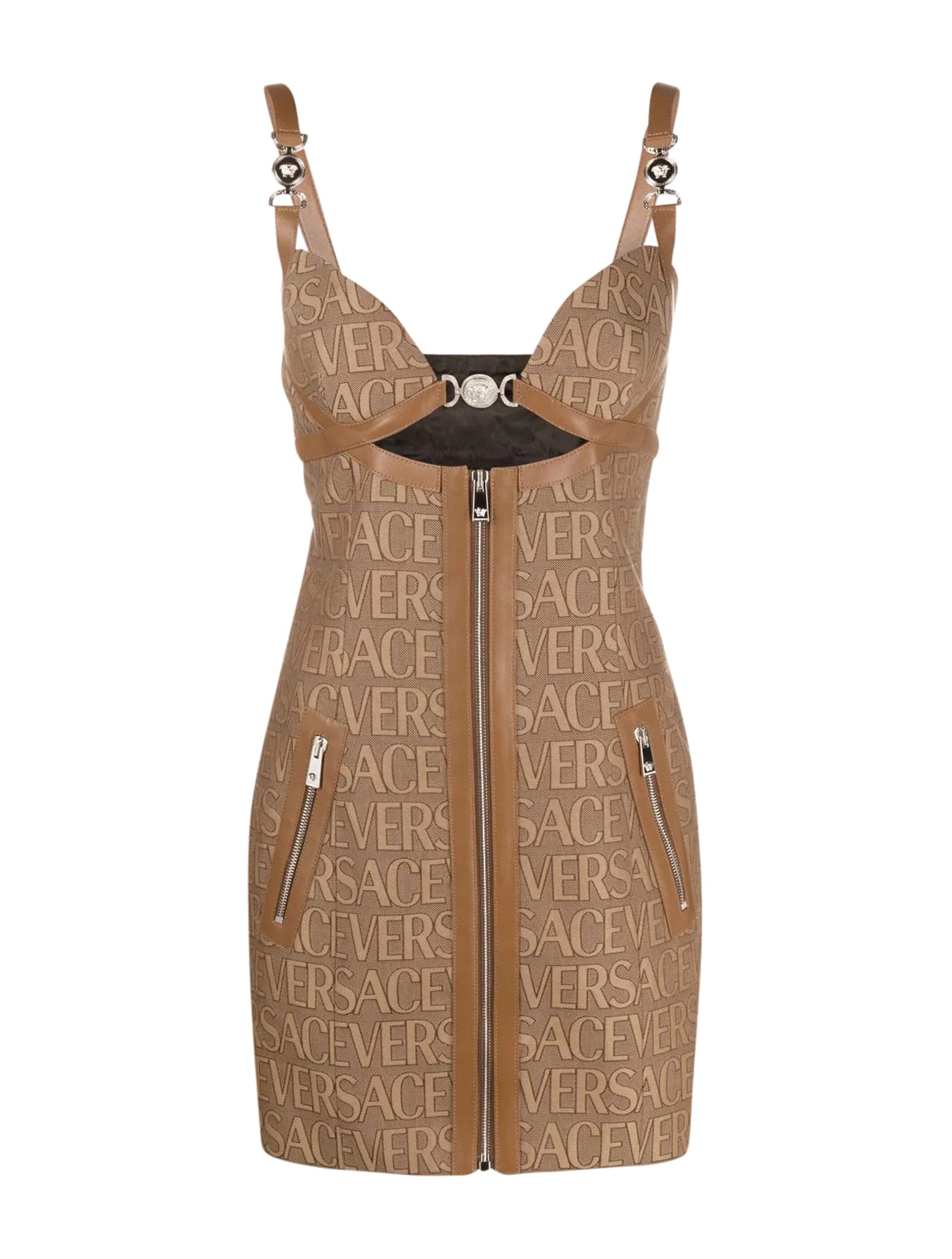 VERSACE DRESS CANVAS LOGO + LEATHER FABRIC