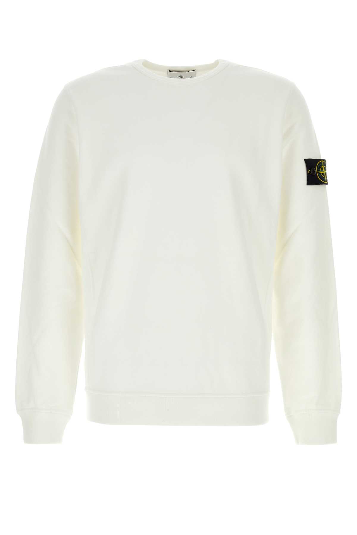 Shop Stone Island White Cotton Sweatshirt