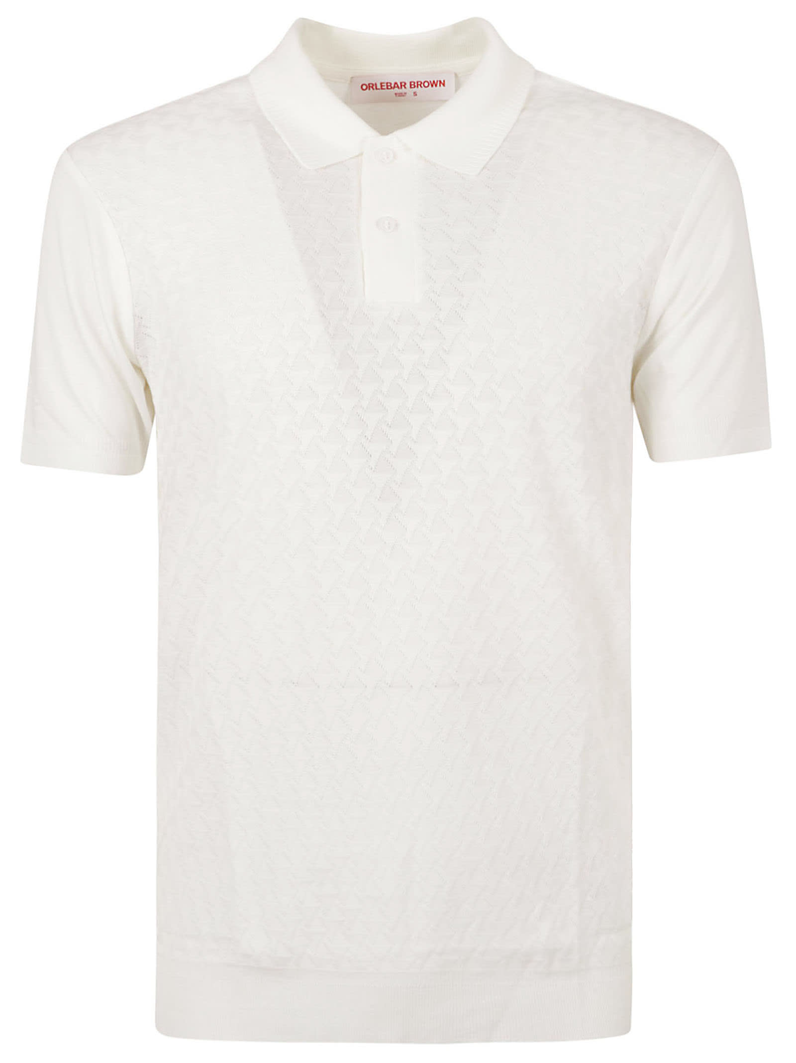 Shop Orlebar Brown Jarrett Jacquard Knit Polo Shirt In White