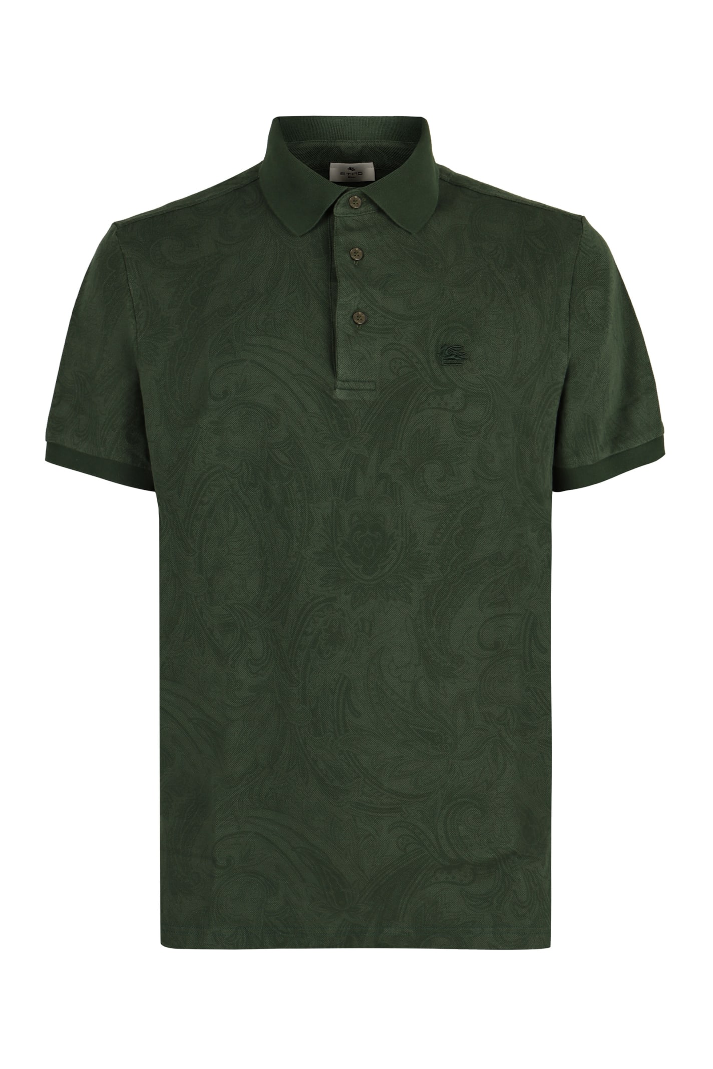 Shop Etro Logo Jacquard Polo Shirt In Green