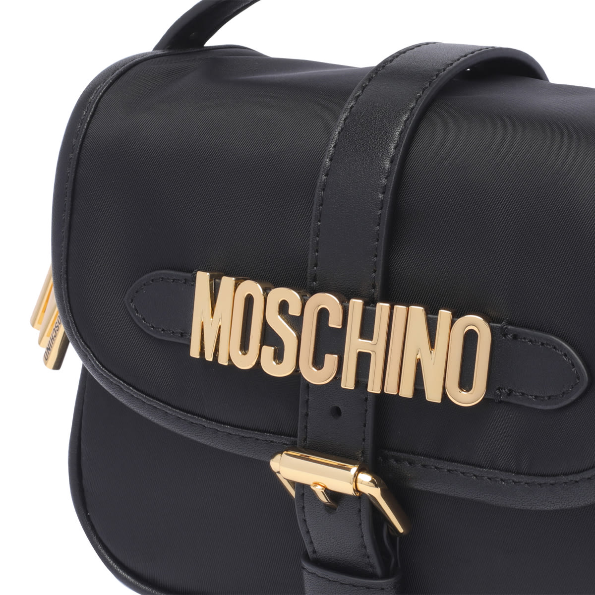 Shop Moschino Logo Lettering Crossbody Bag In Black