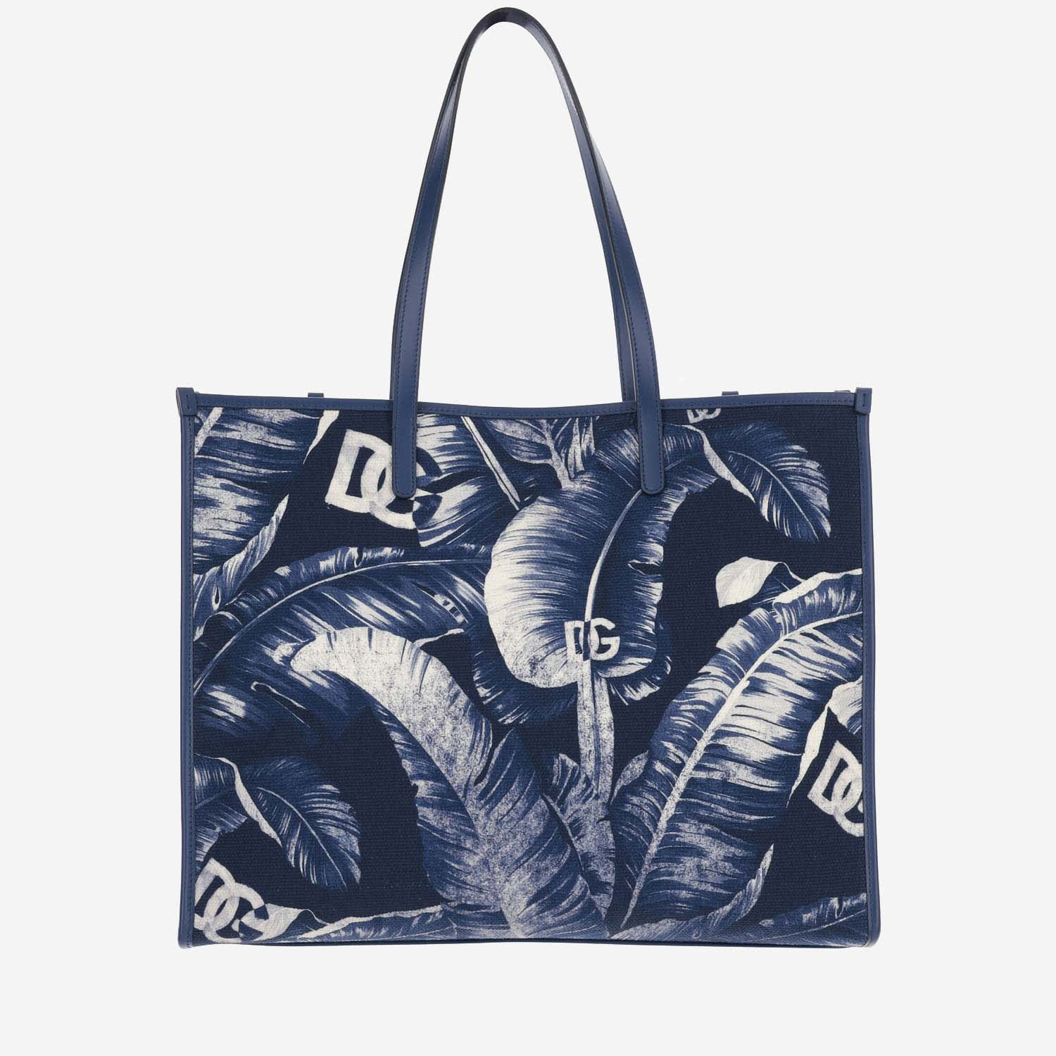 Shop Dolce & Gabbana Large Printed Canvas Shopping In Blue
