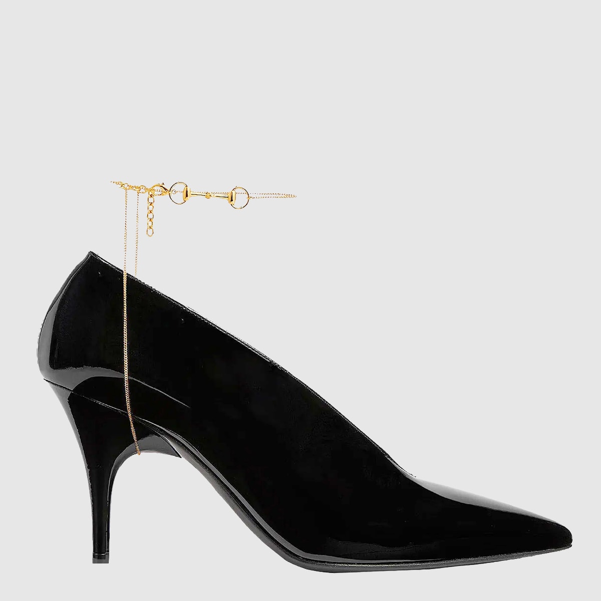 Gucci Musa Vernic Patent Leather Anklet Pumps In Animal Print