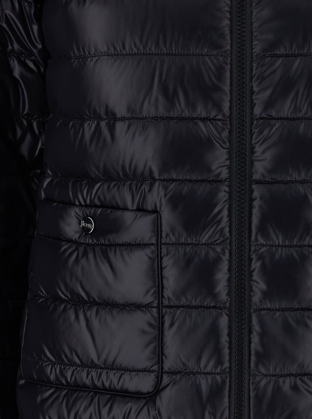 Herno Black Quilted Down Jacket With Raised Collar And Front Pockets In Tech Fabric Woman In Black