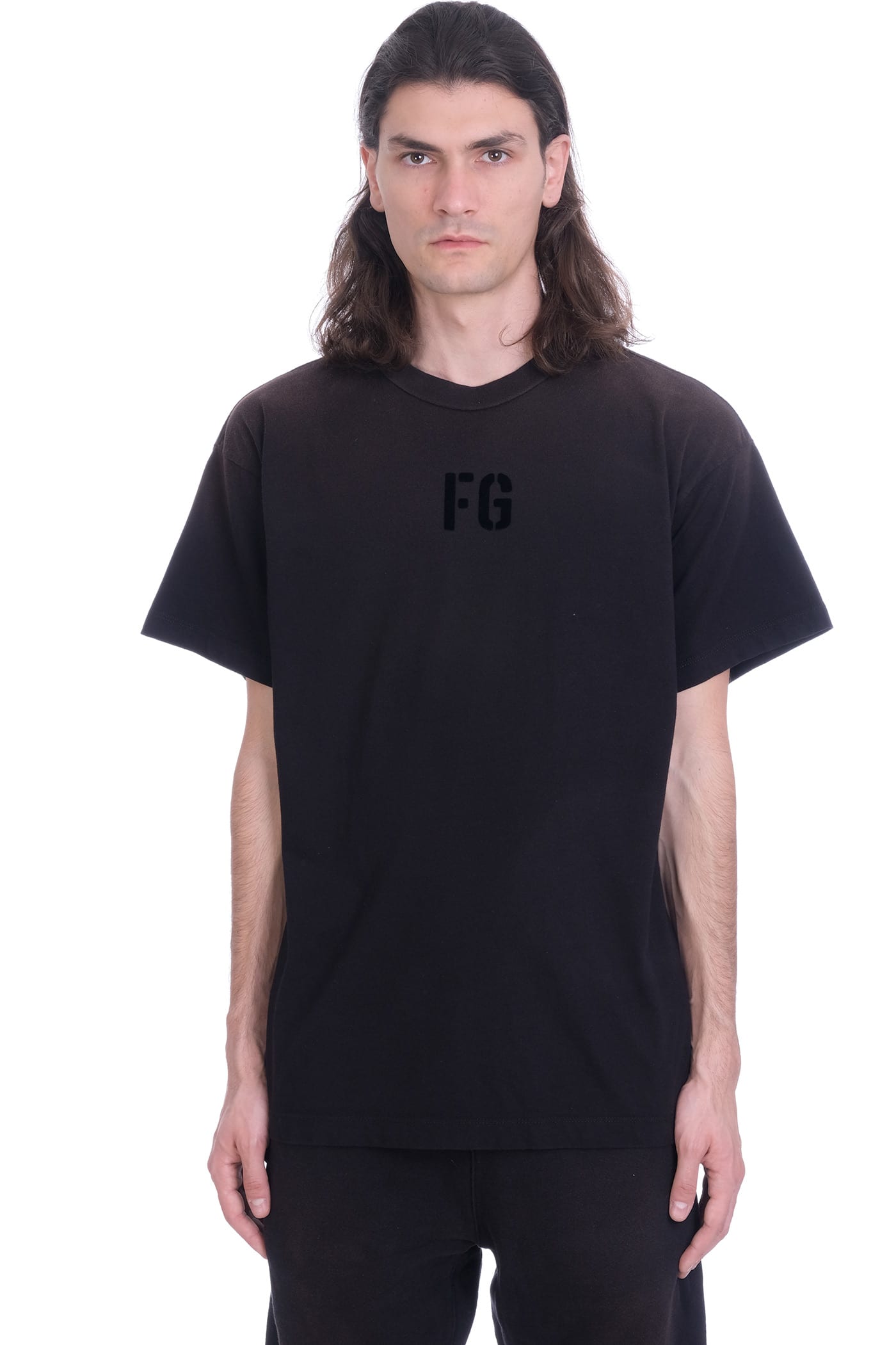 FEAR OF GOD T-SHIRT IN BLACK COTTON,FG50025CTJ010