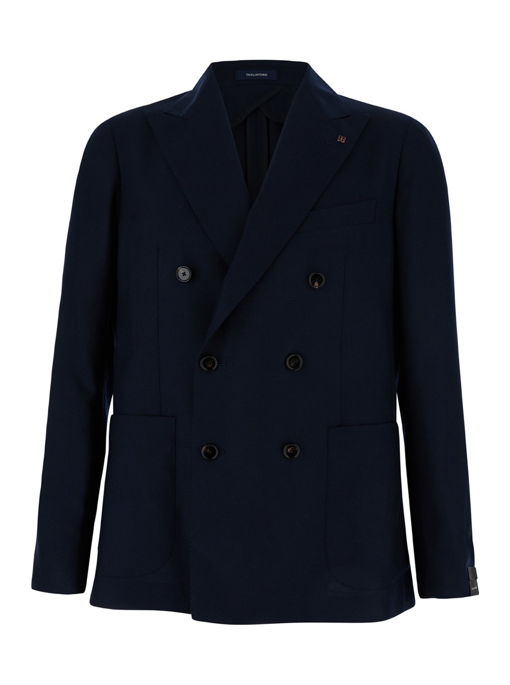 Blue Double Breasted Jacket In Cashmere Man
