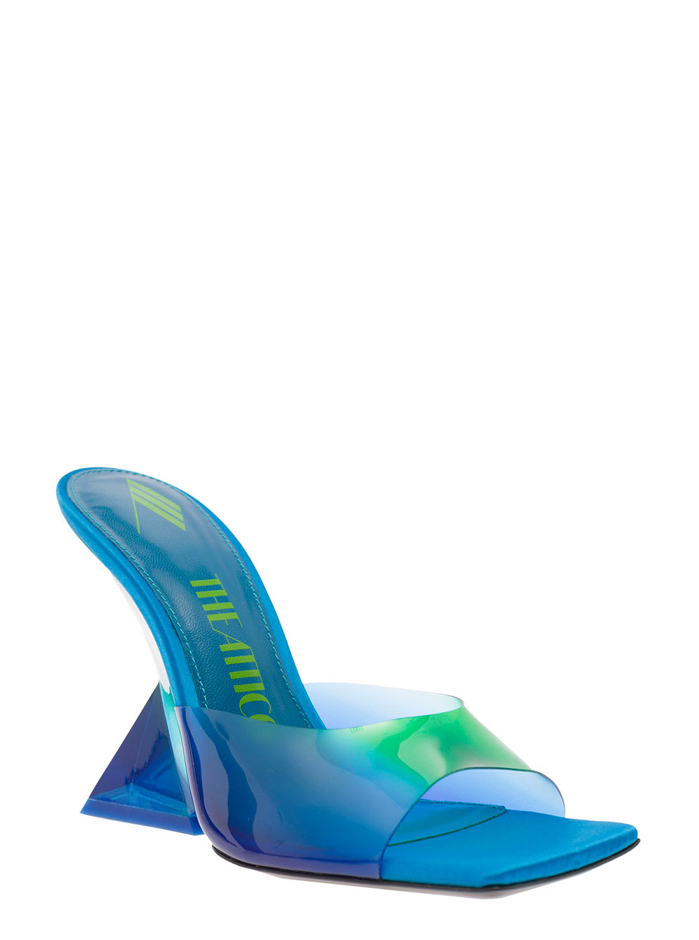 Shop Attico Cheope Degrade Blue Mules With Pyramidal Wedge In Pvc Woman