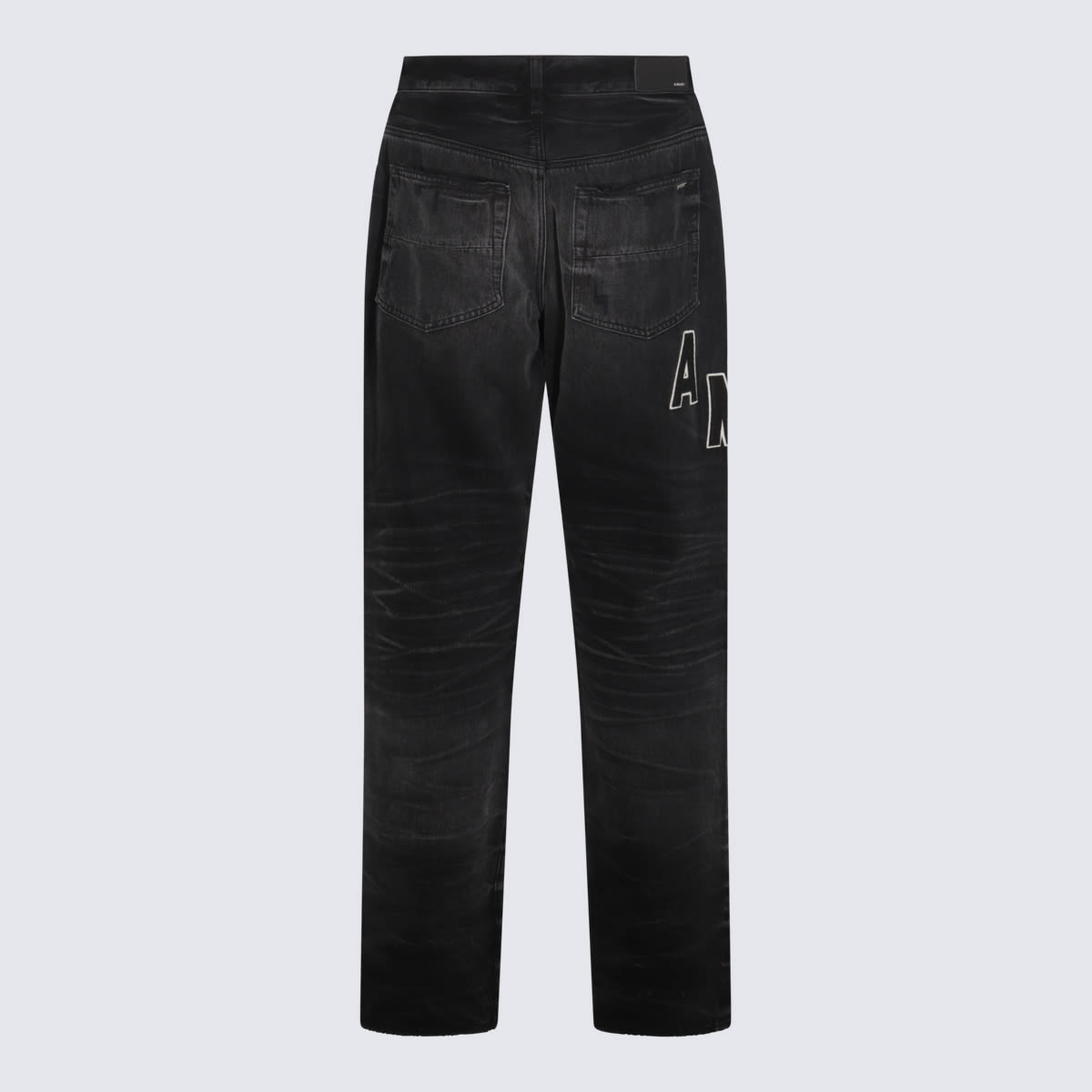 Shop Amiri Black Denim Logo Patch Jeans