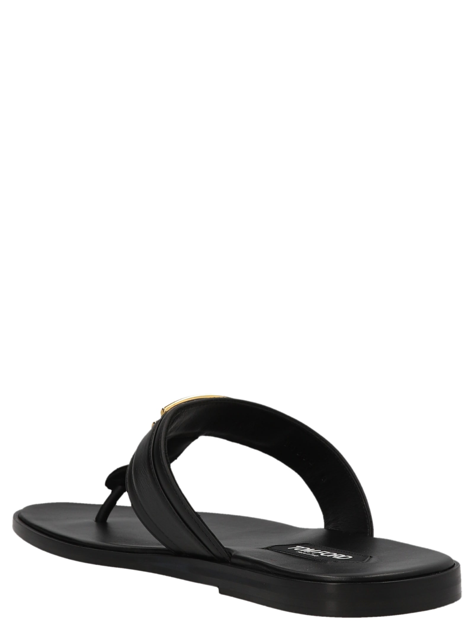 Shop Tom Ford Logo Thong Sandals In Black