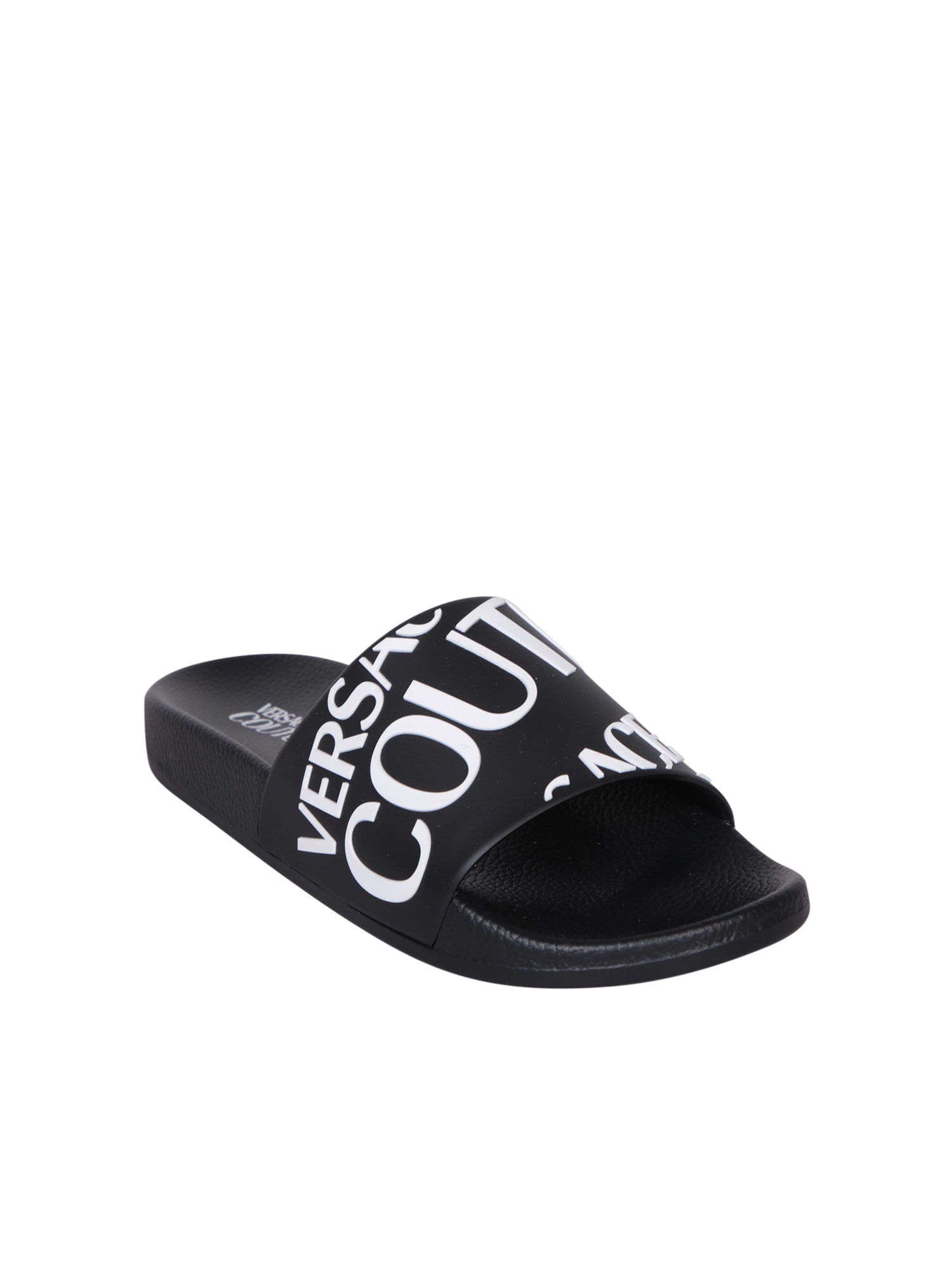 Shop Versace Jeans Couture Shelly Black Slides By