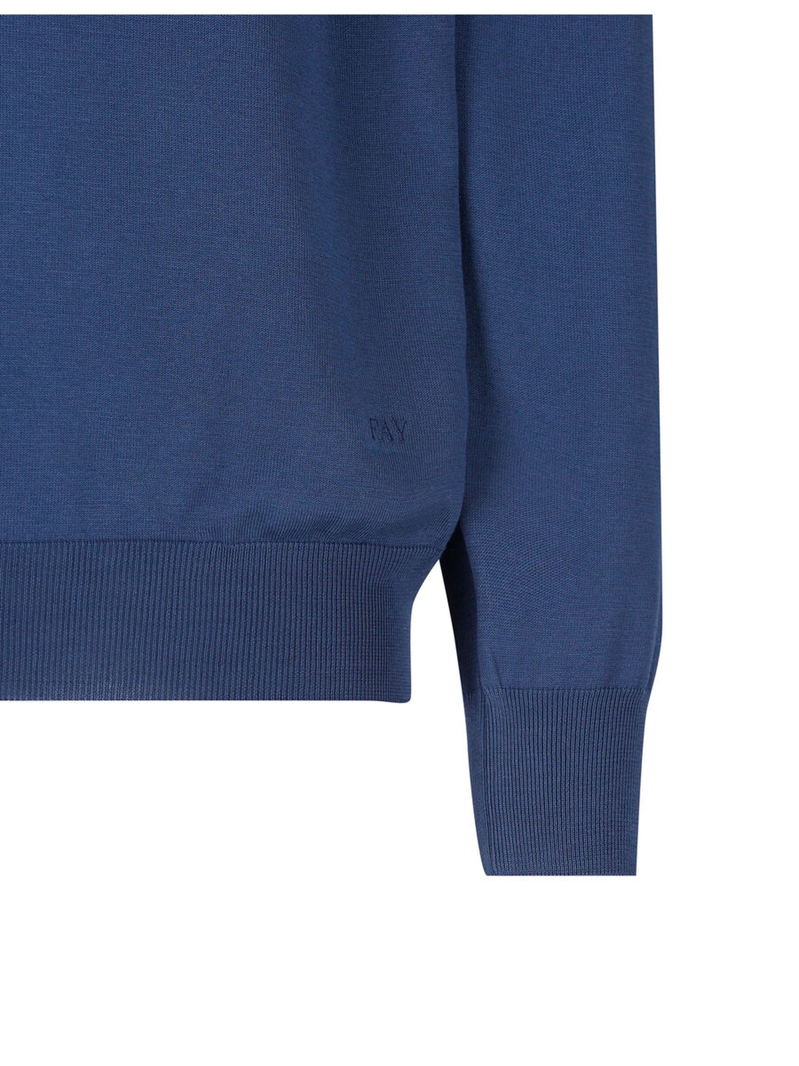 Fay Cotton Shaved Knit Jumper In Blu