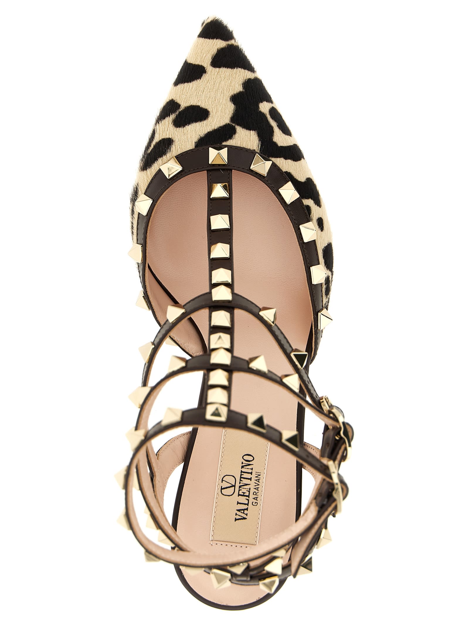 Valentino Rockstud Pumps With Straps In Pony-effect Calfskin 100mm In Multi