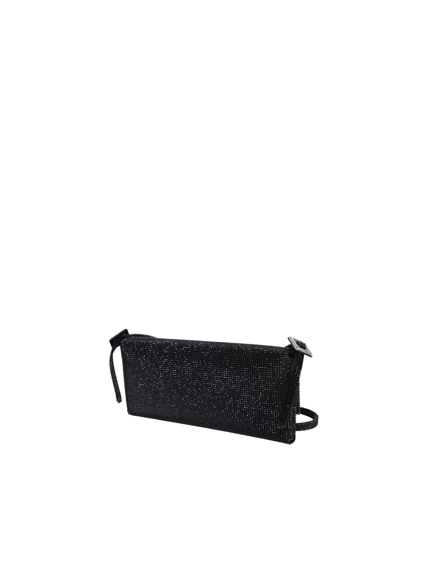 Benedetta Bruzziches Rhinestones Shoulder Bag In Black
