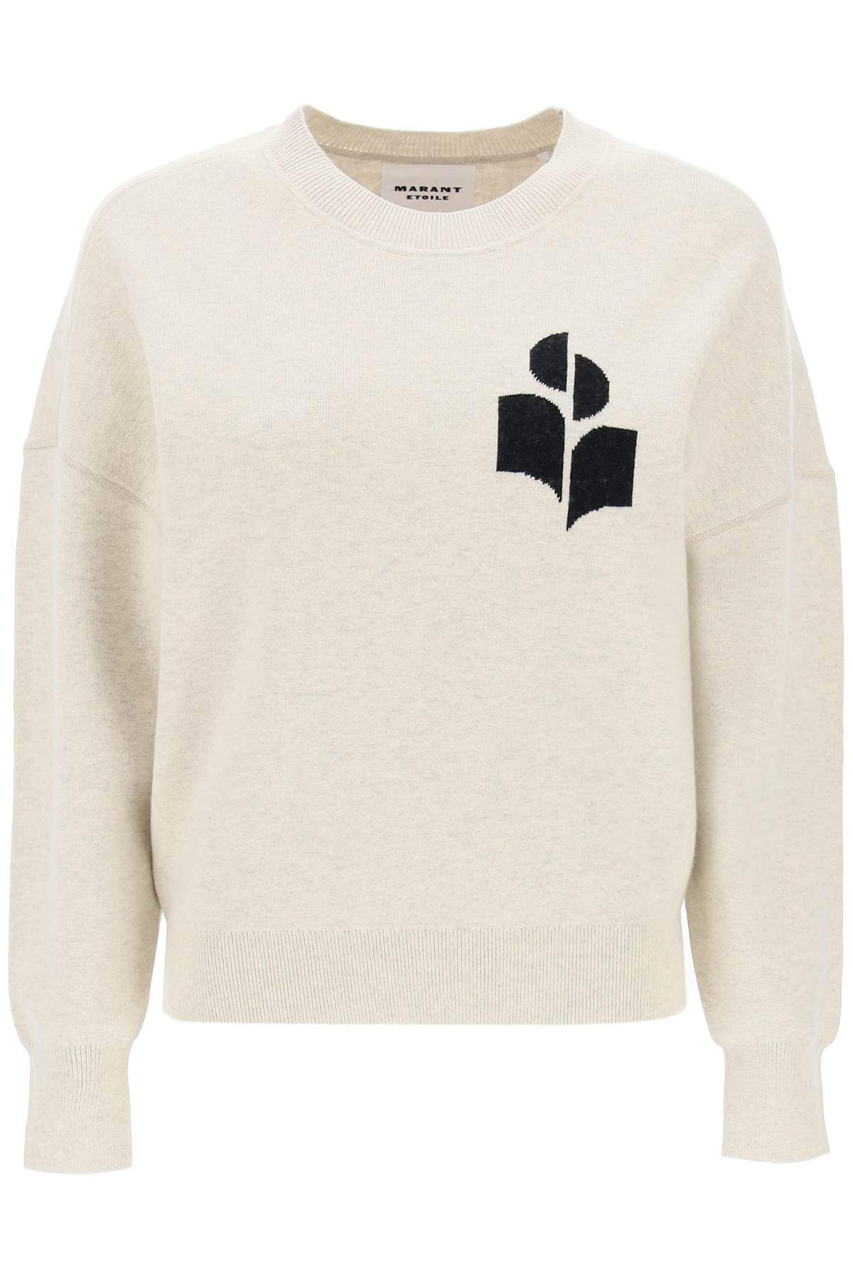 Shop Marant Etoile Atlee Sweater With Logo Intarsia In Grey