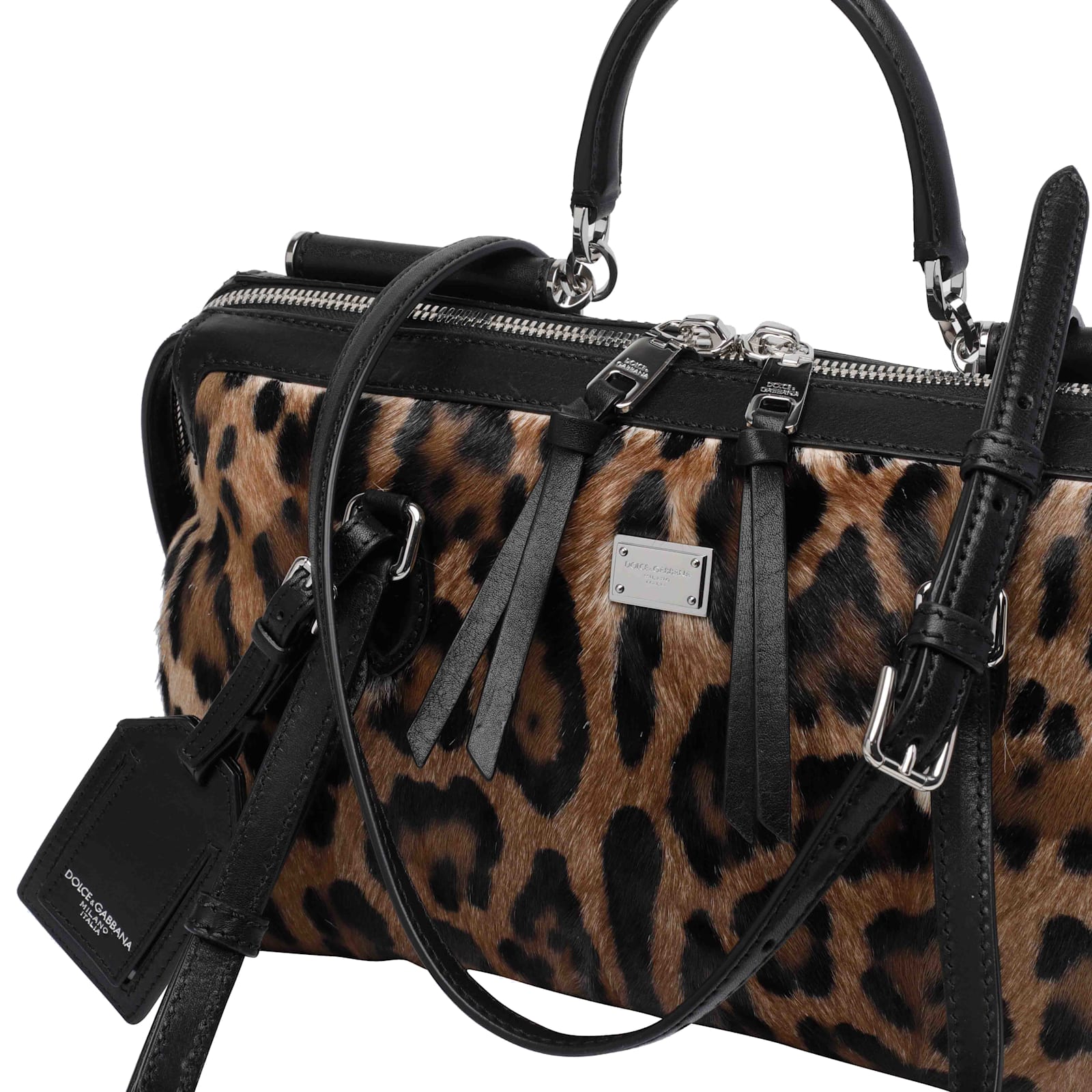 Dolce & Gabbana Animal Print Leather Vittoria Top Handle Bag In Animal Print