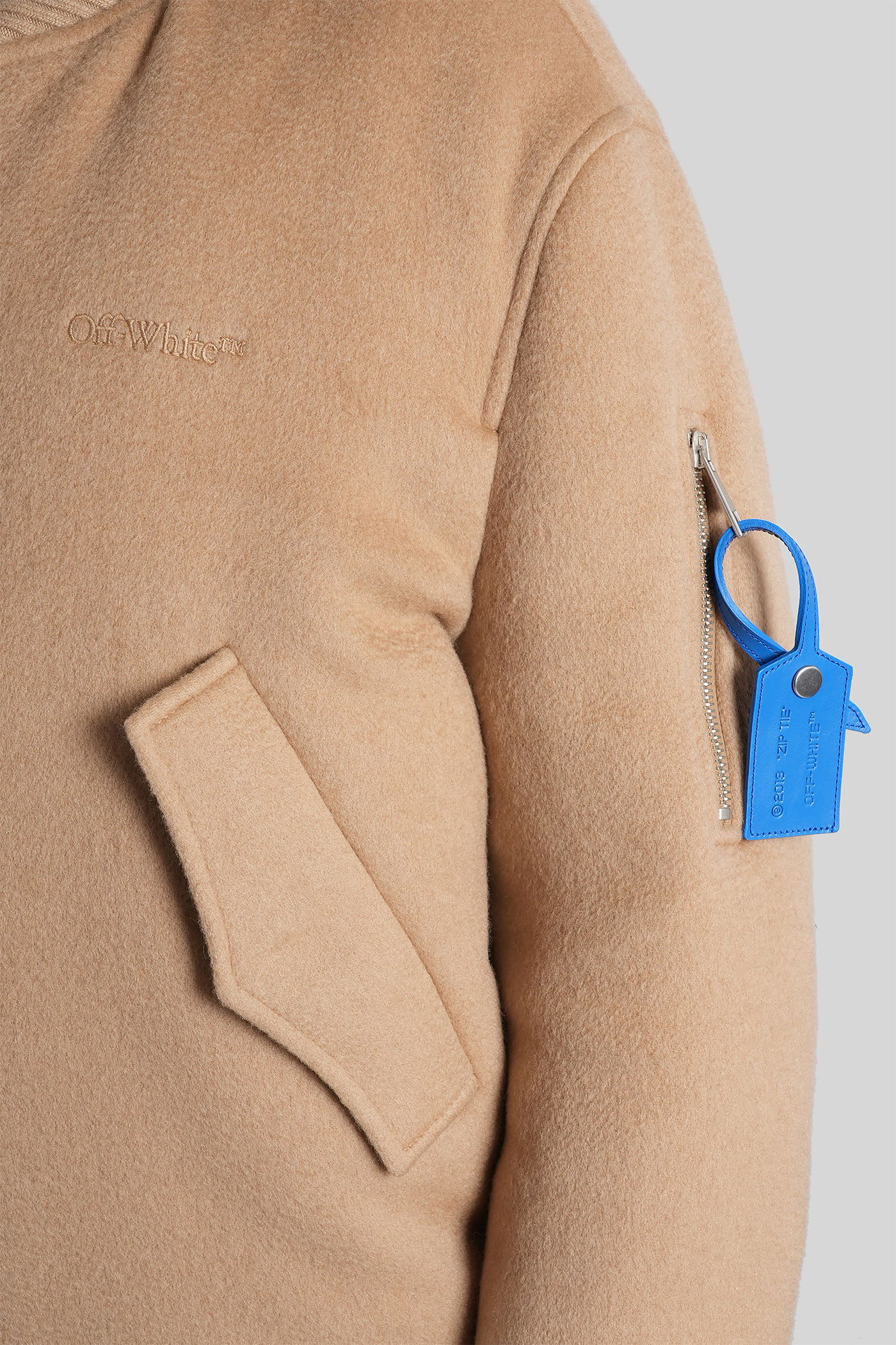 Off-white Bomber Jacket In Beige Cashmere In Brown