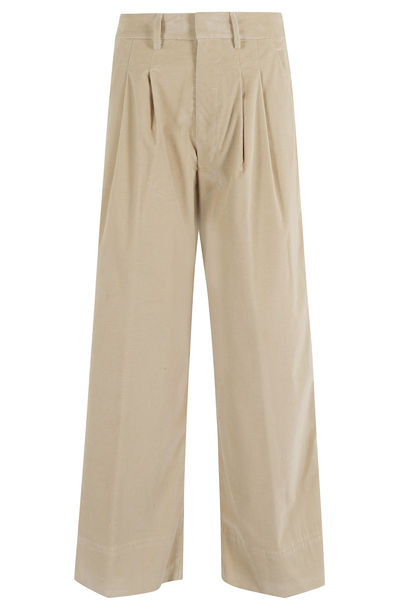 Dondup Beige Wide-leg Chino Pants With Low-rise Waist In Neutral