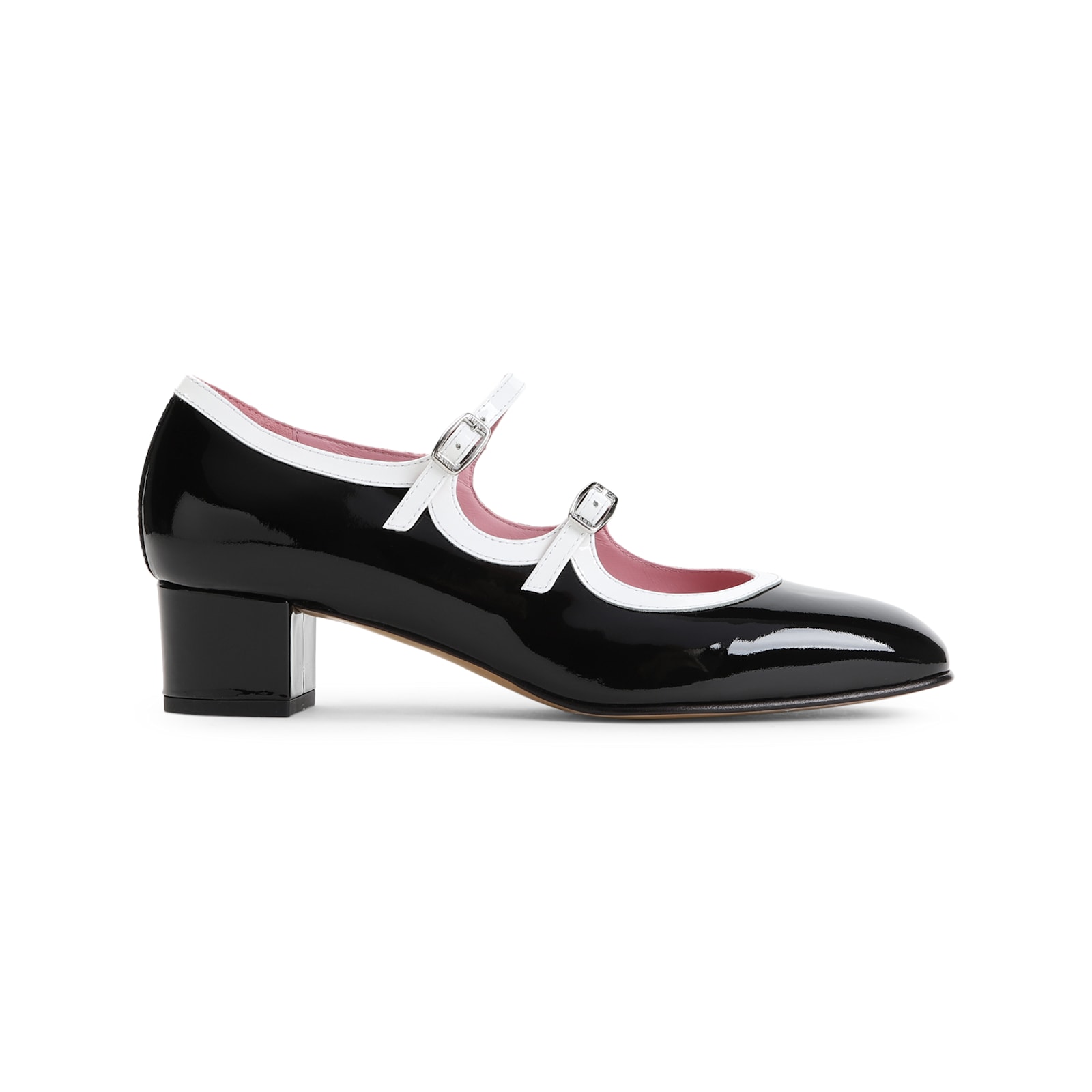 Carel Mary Jane00 Block Heel Round Toe In Black White