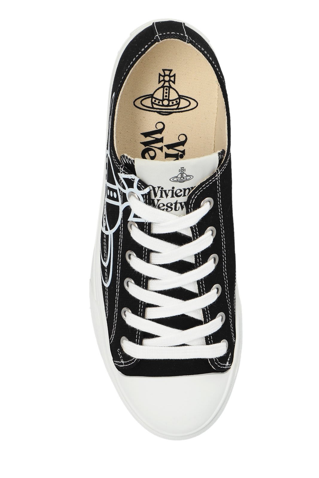 Shop Vivienne Westwood Orb Printed Lace-up Sneakers In Black