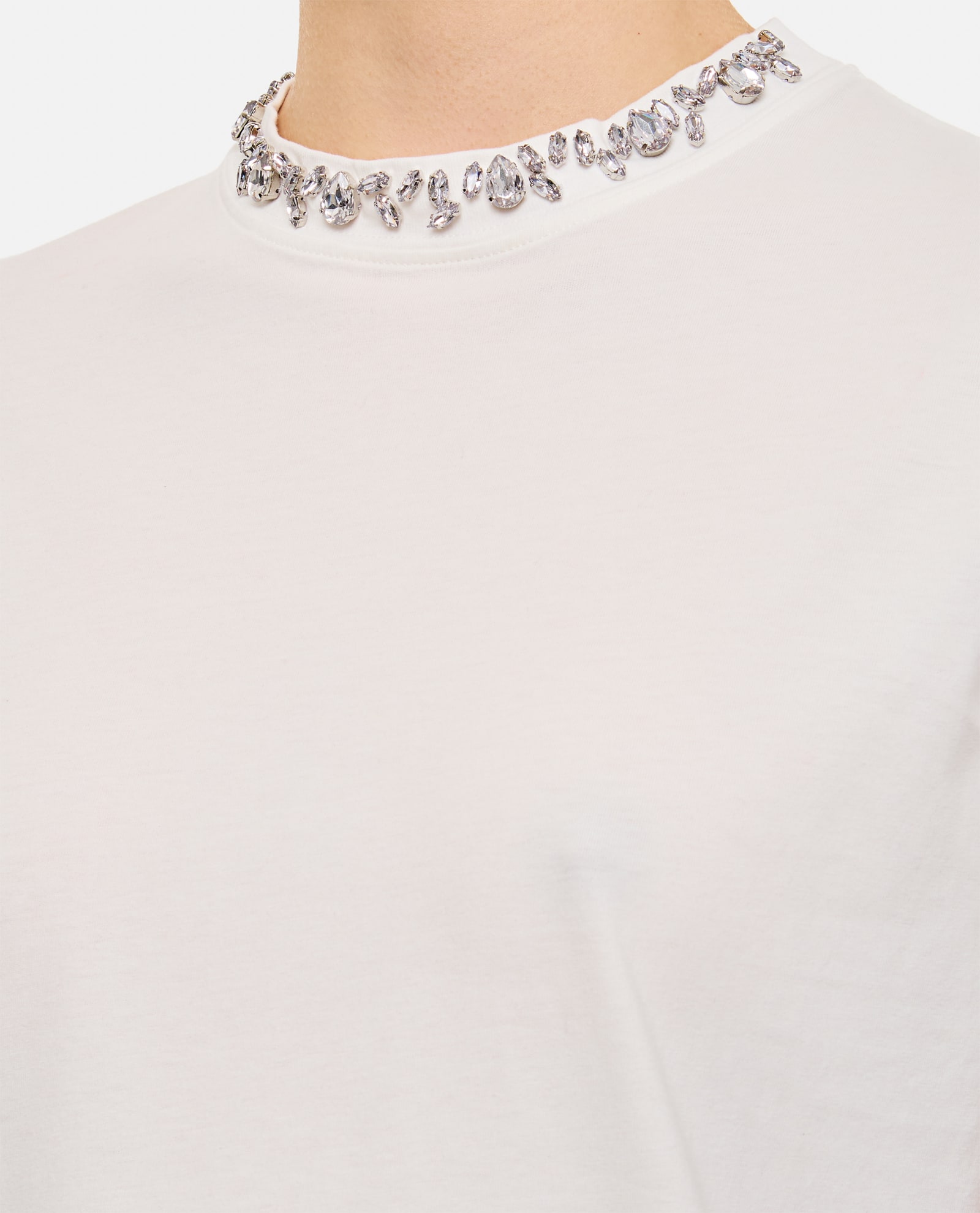 Shop Golden Goose Regular Distressed Cotton T-shirt With Embroidery In White