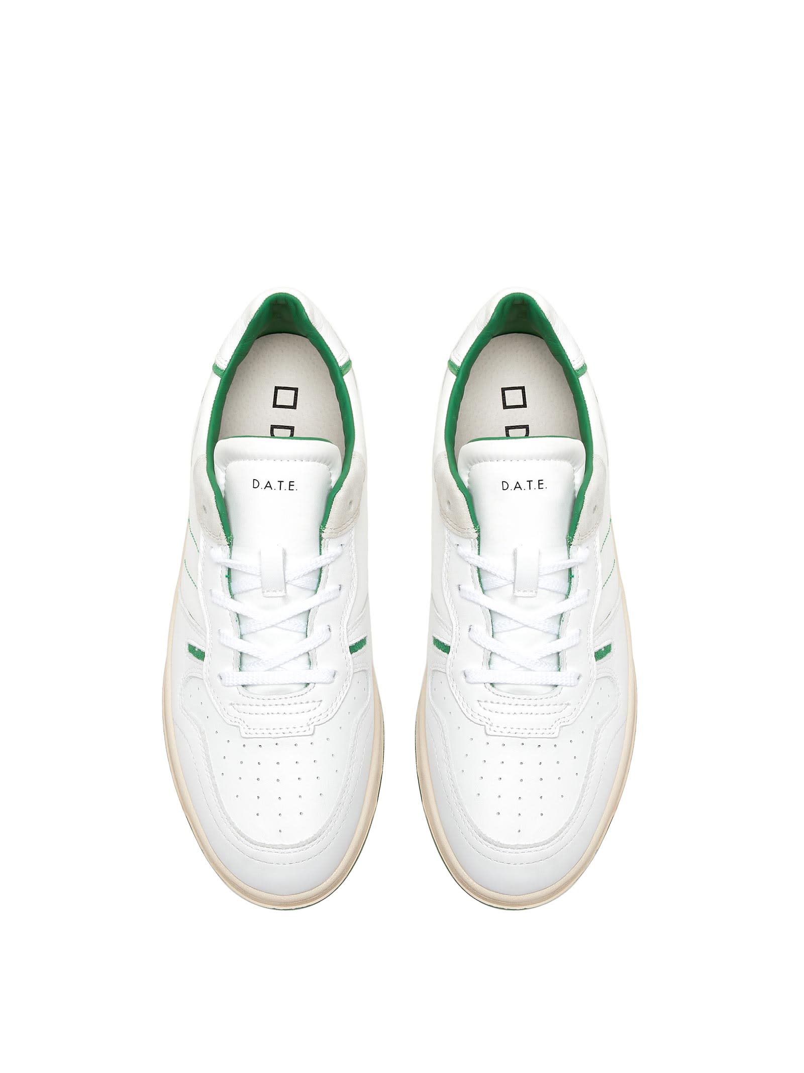 Shop Date Court 2.0 White Green Leather Sneaker