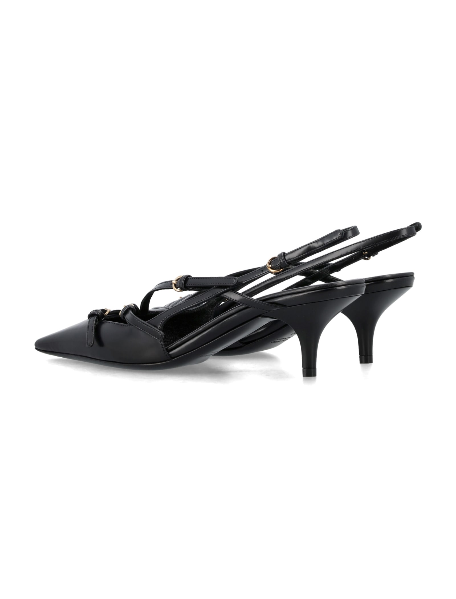 Miu Miu Buckle-embellished Slingback Pumps In Black