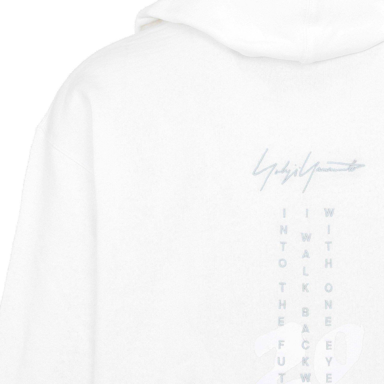 Shop Y-3 Logo Detailed Drawstring Hoodie In White
