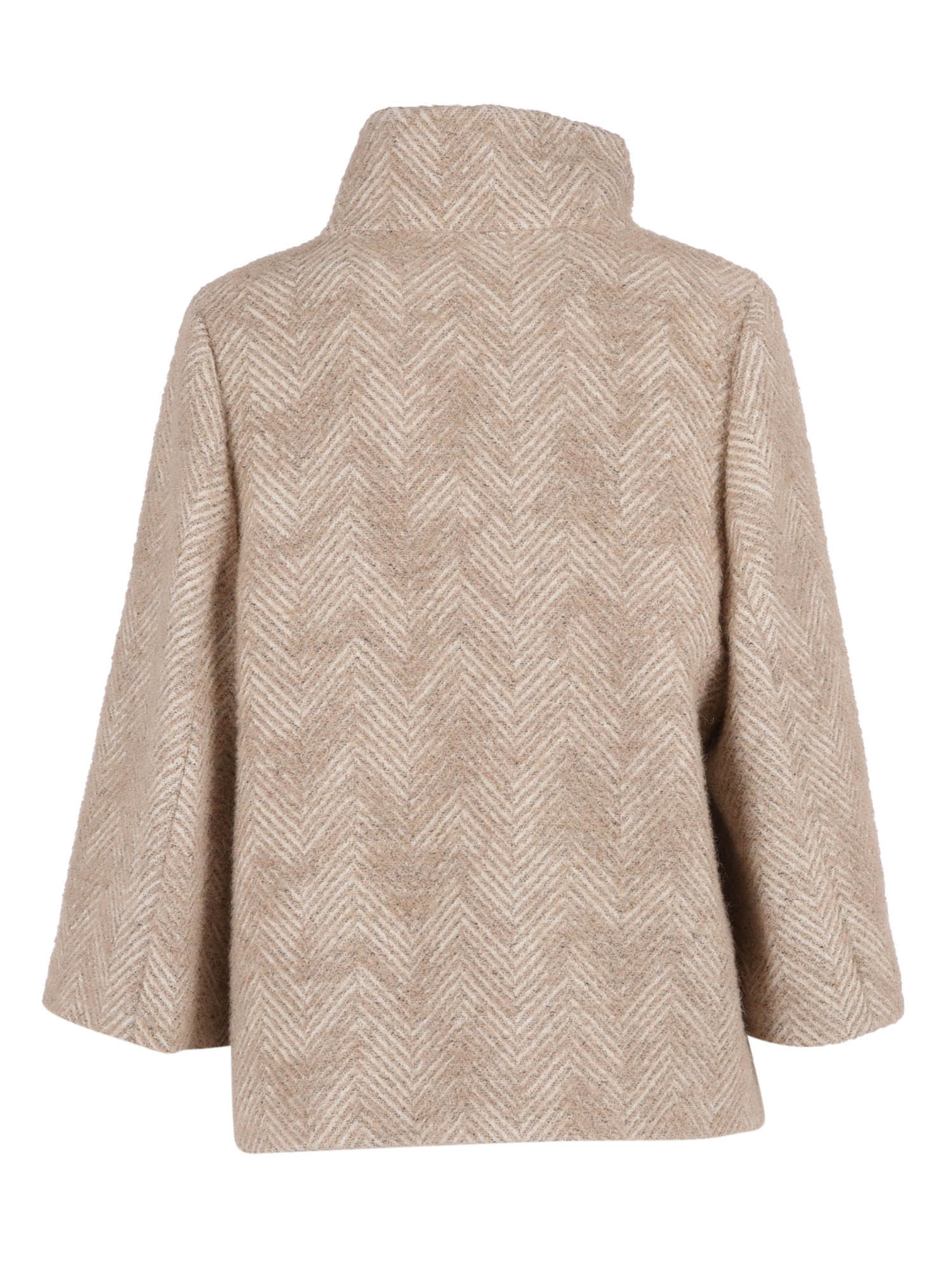 Fay Tailored Cape With Stand-up Collar And Hidden Closure In Neutral
