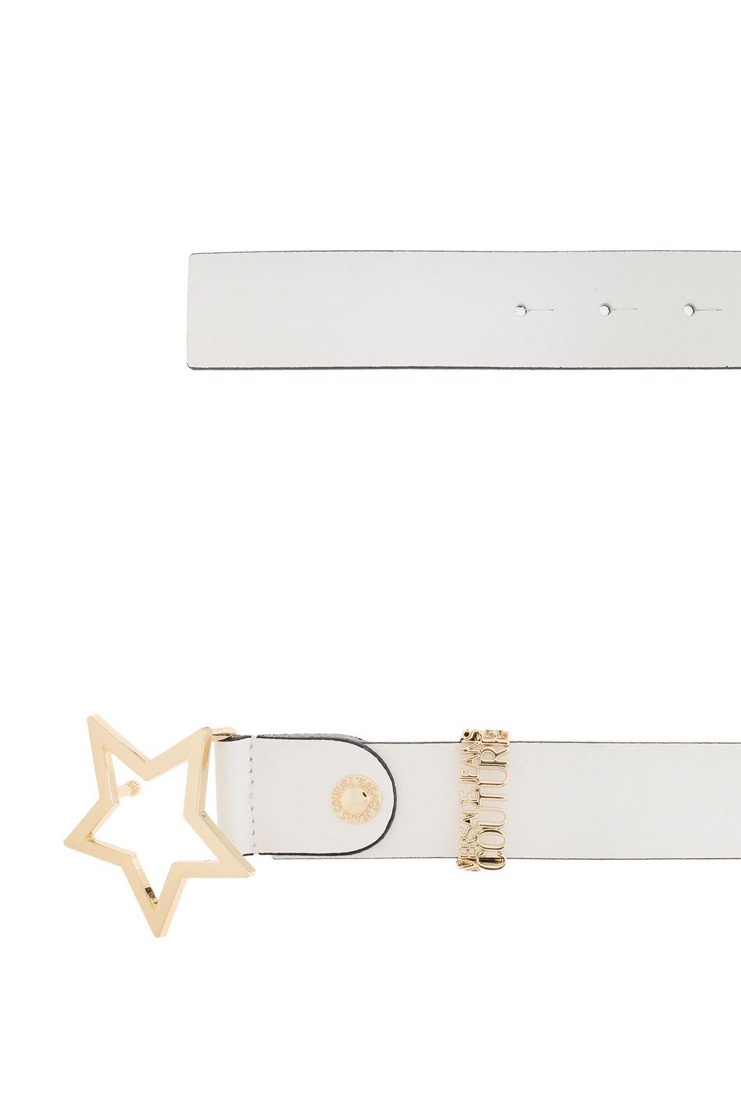 Shop Versace Jeans Couture Logo Lettering Buckle Belt In White