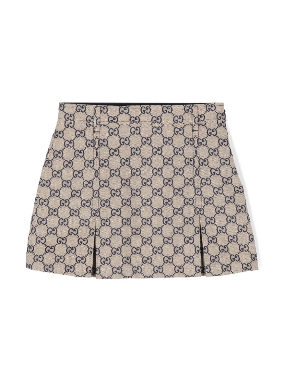 Shop Gucci Gg Fabric Skirt In Beige And Blue In Brown