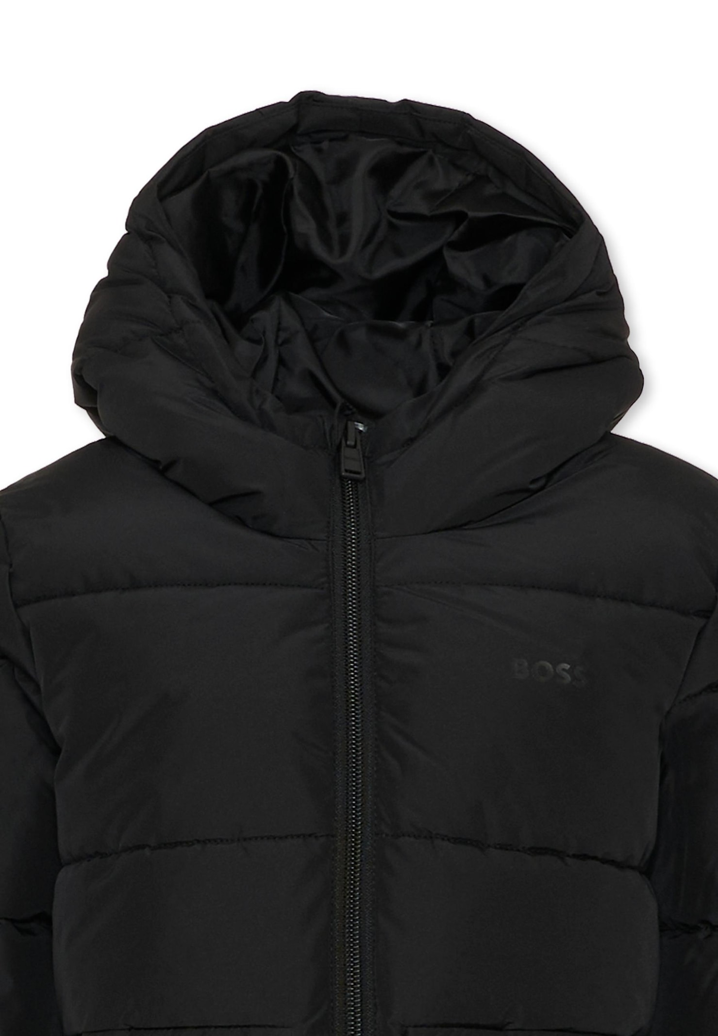 Hugo Boss Black Down Jacket For Boy With Logo In Black