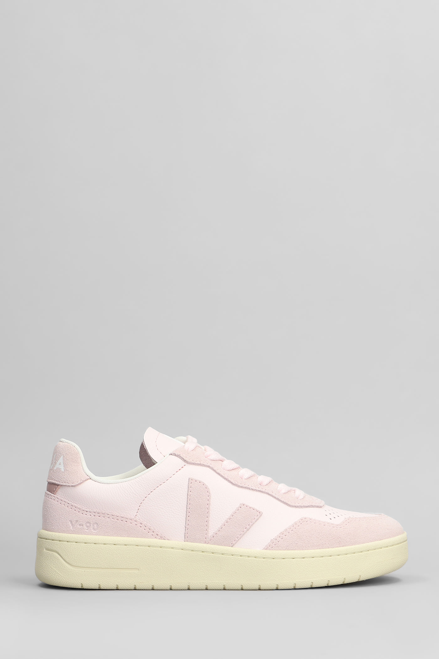 Veja V-90 O. t. Sneakers In Rose-pink Suede And Leather