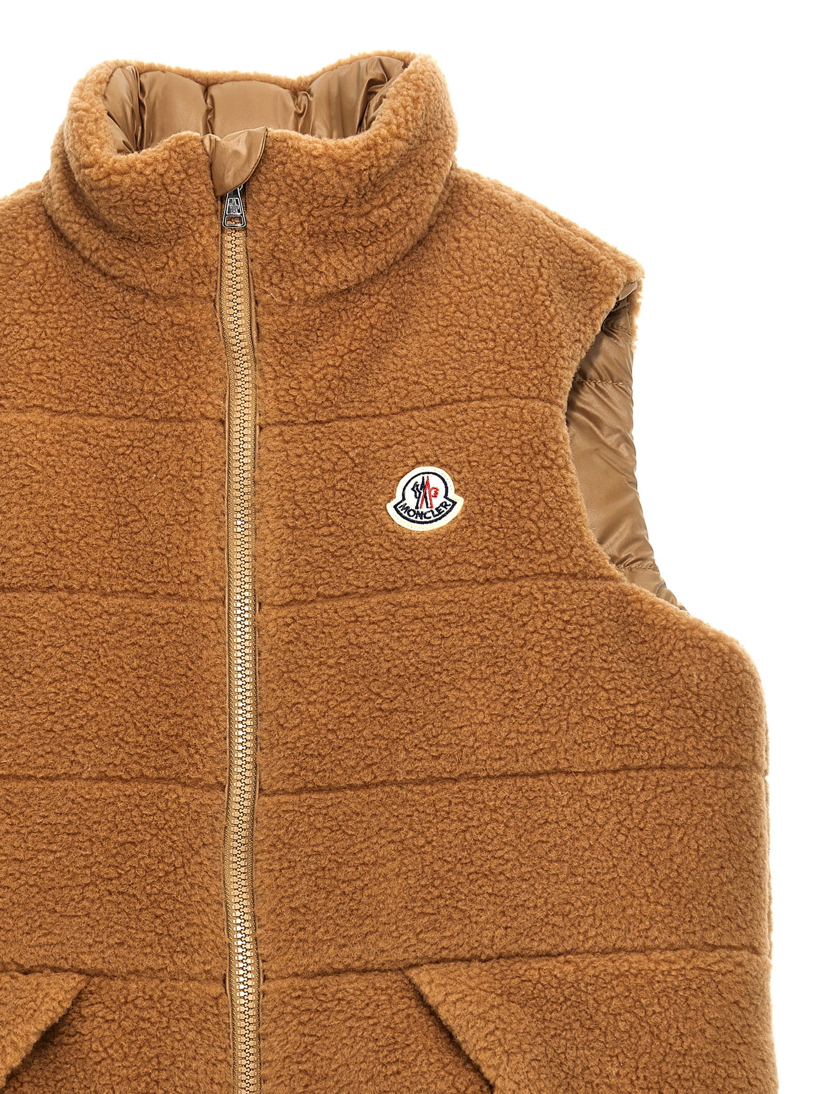 Shop Moncler Colbricon Reversible Vest In Beige