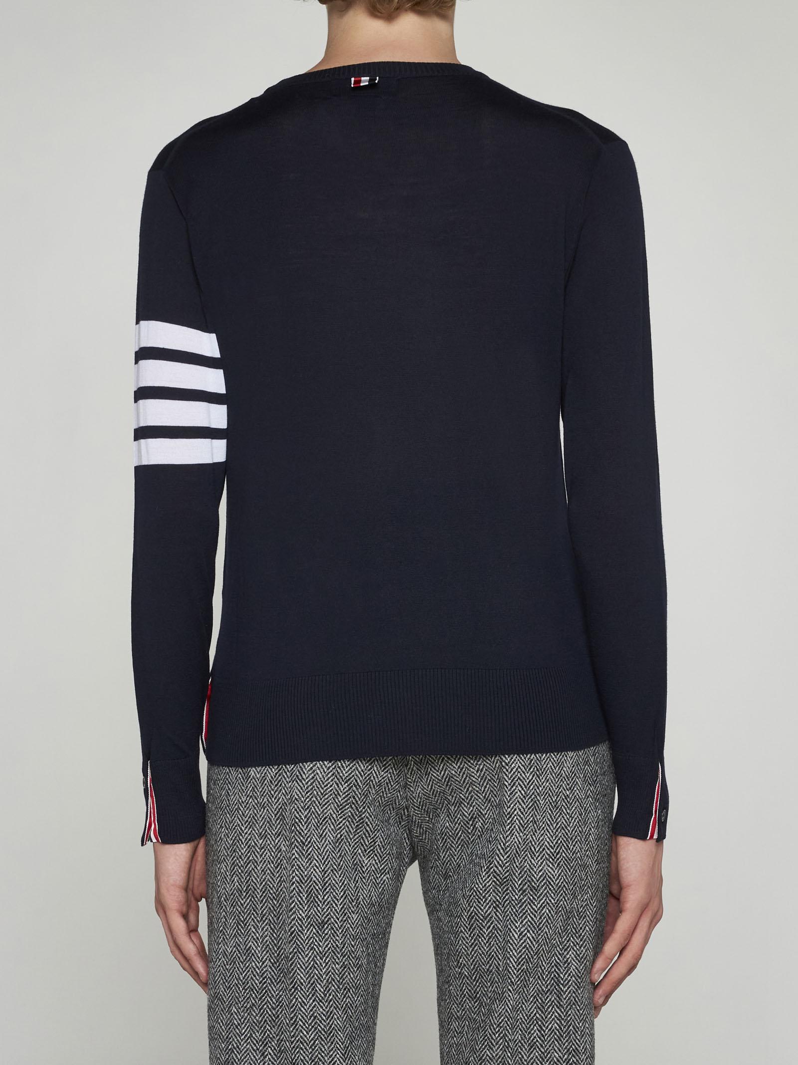 Shop Thom Browne Merino Wool 4-bar Sweater In Navy