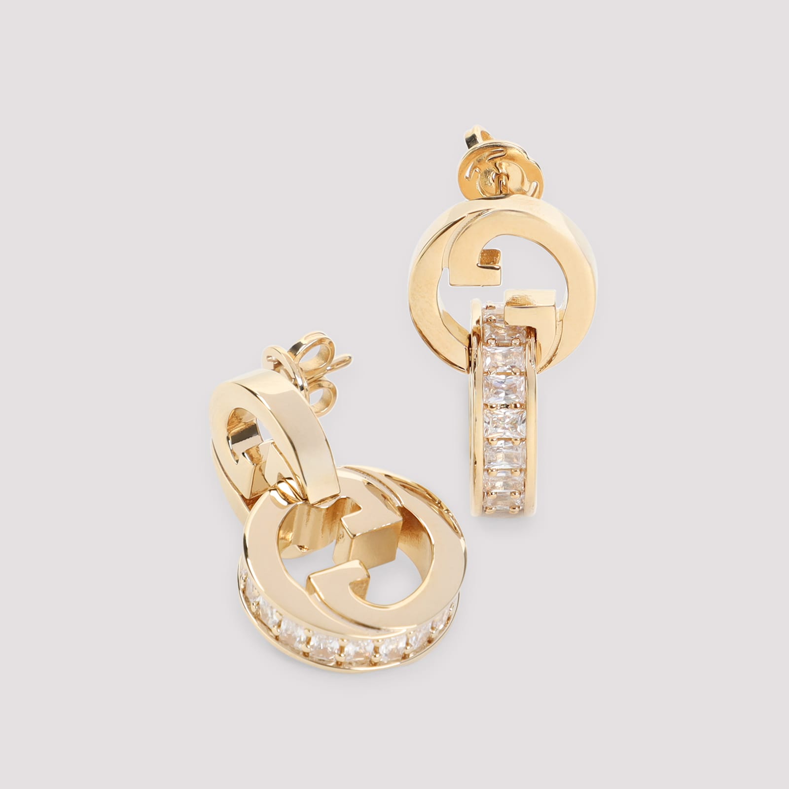Gucci Blondie Intertwined Crystal Earrings In Gold