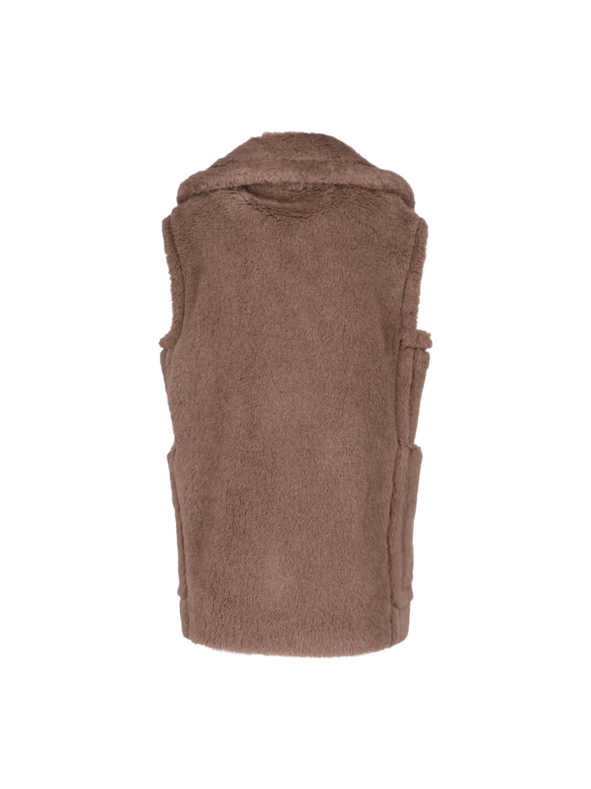 Max Mara Teddy Fabric Oversized Vest In Brown