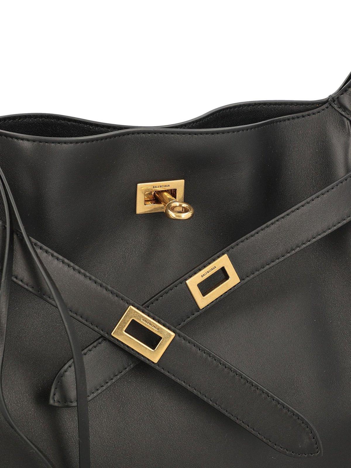 Balenciaga Small Bel Air Leather Hobo Bag In 1000 Black