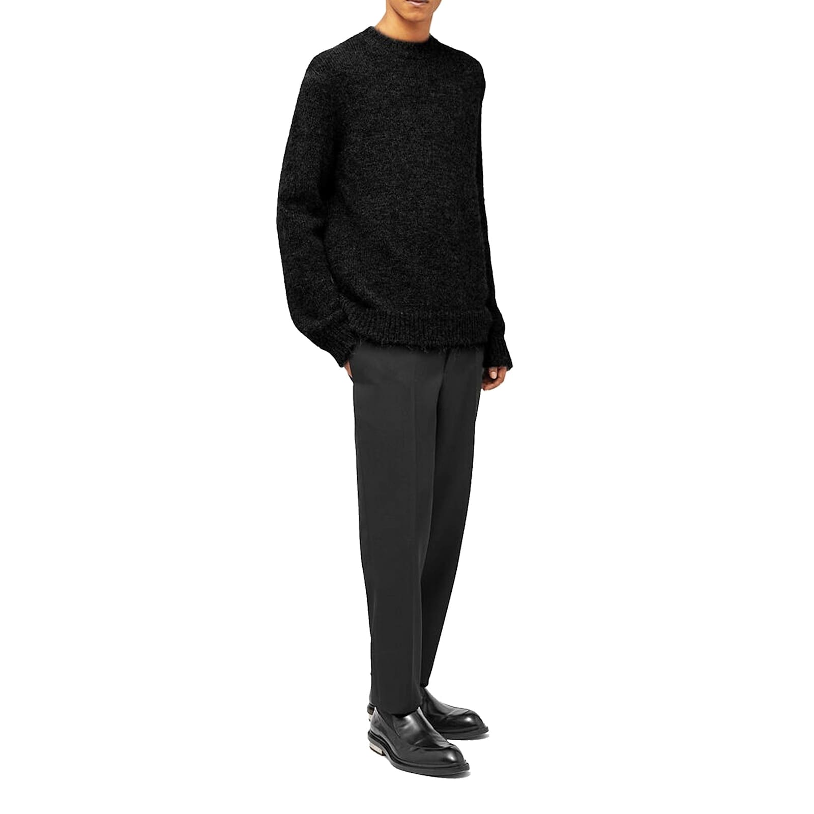 Jil Sander Midweight Alpaca Wool Sweater In Black