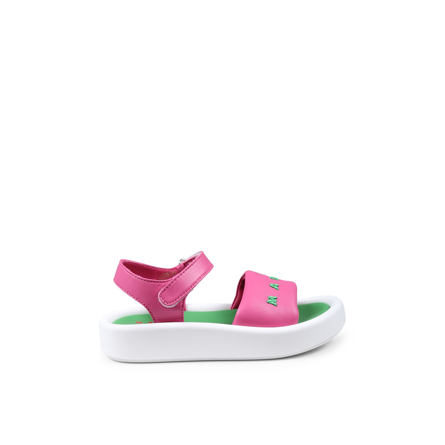 Marni Logo-embroidered Sandals In Fuchsia