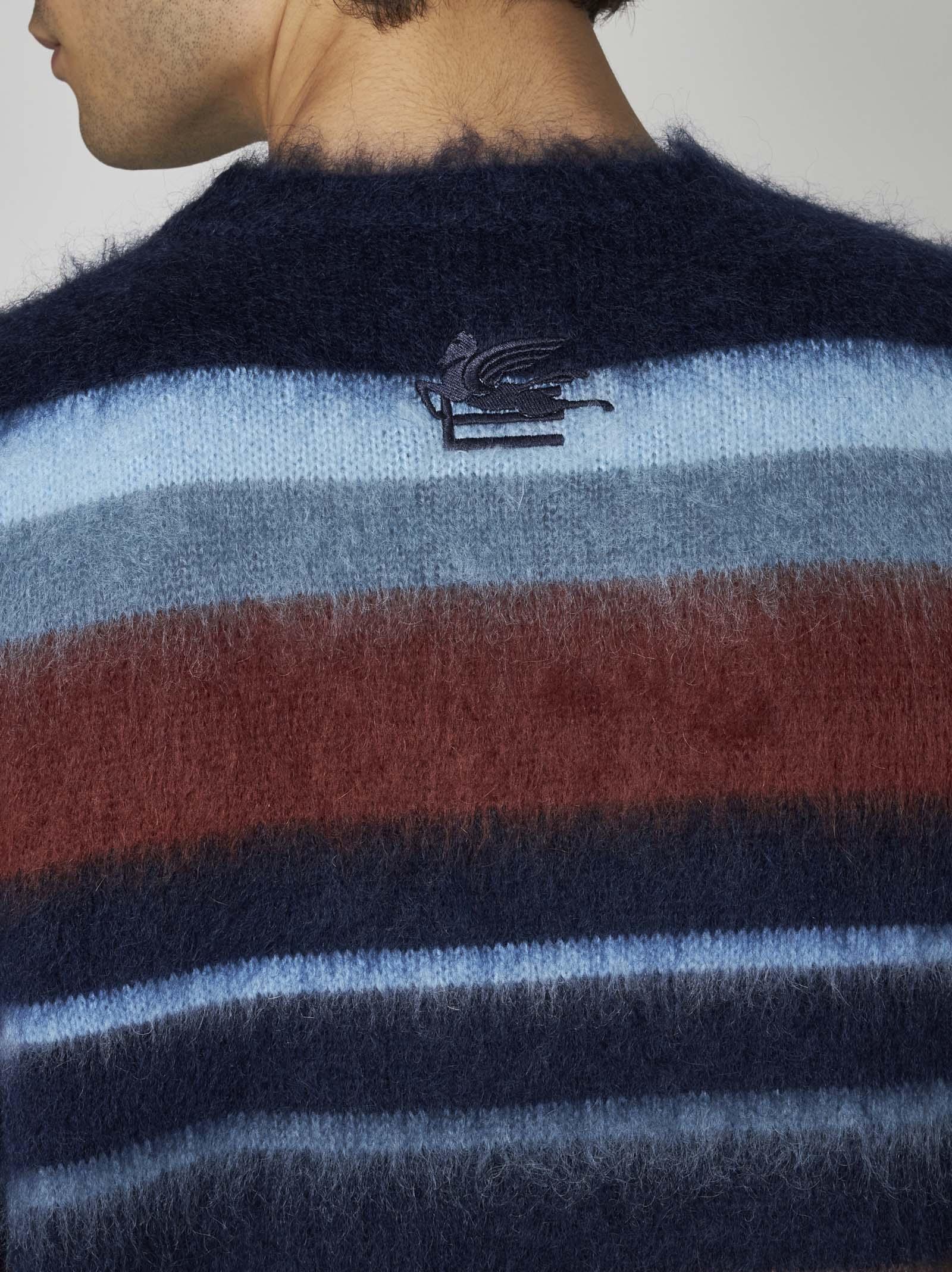 Shop Etro Striped Mohair-blend Sweater  In Blue