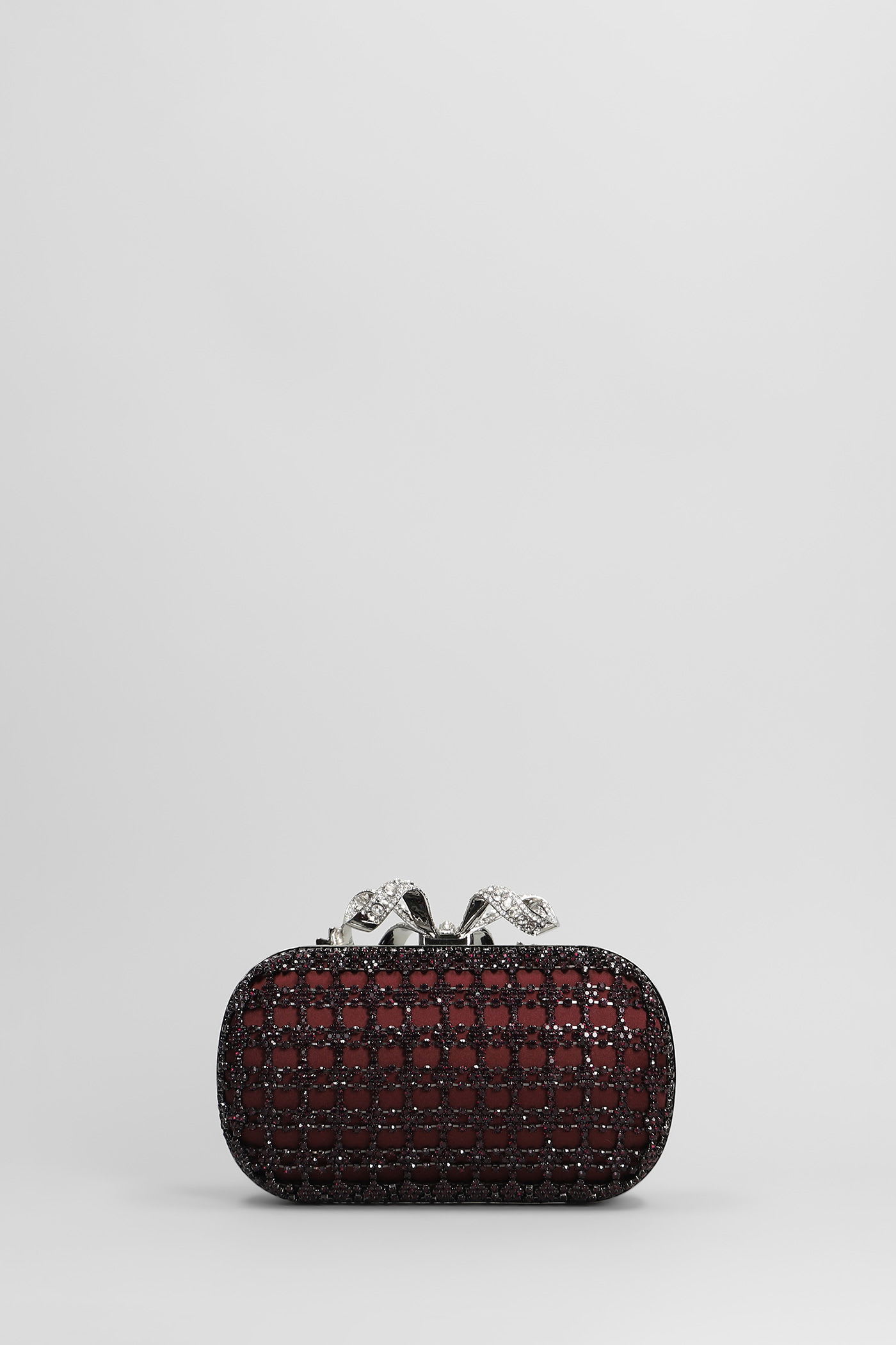 Self-portrait Chainmail Clutch In Bordeaux Polyester In Burgundy