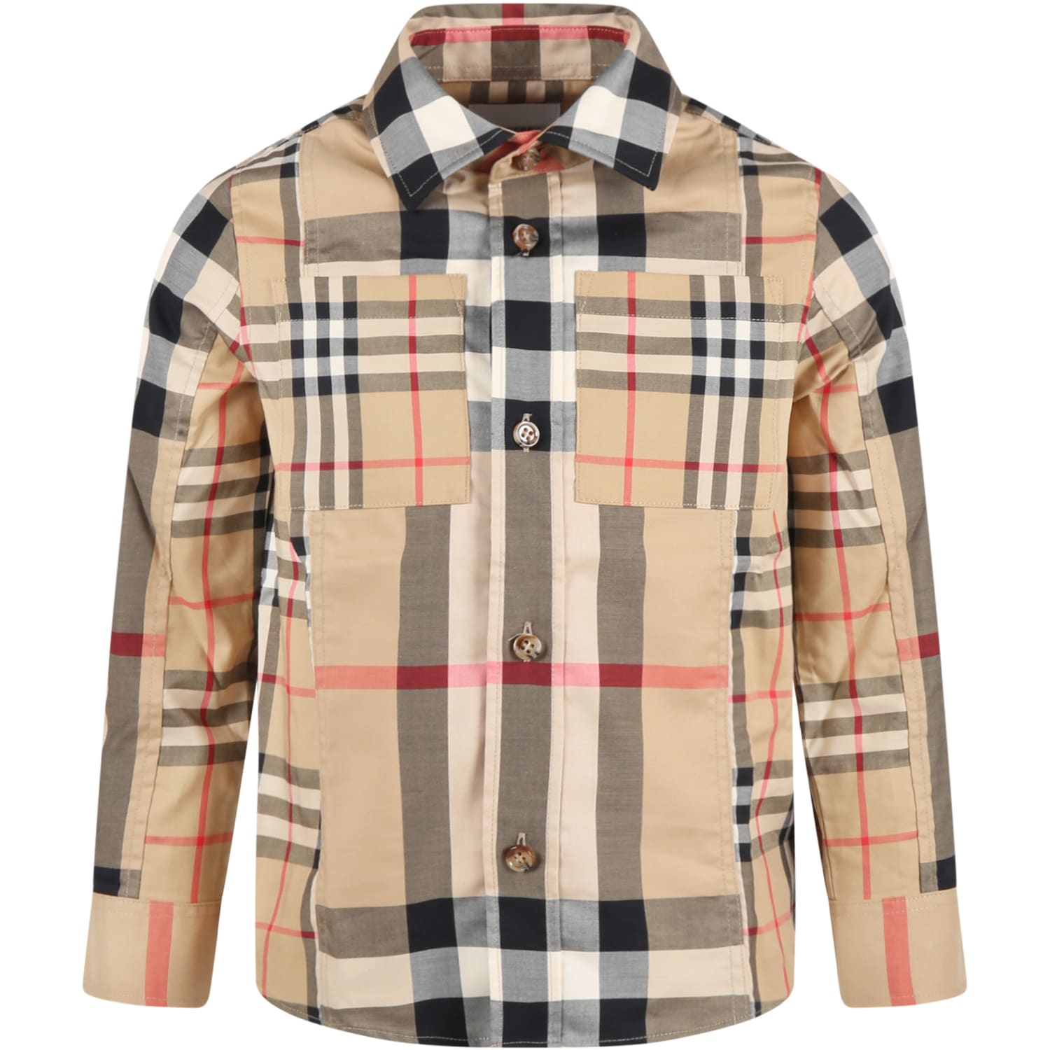 BURBERRY BEIGE SHIRT FOR BOY WITH VINTAGE CHECK