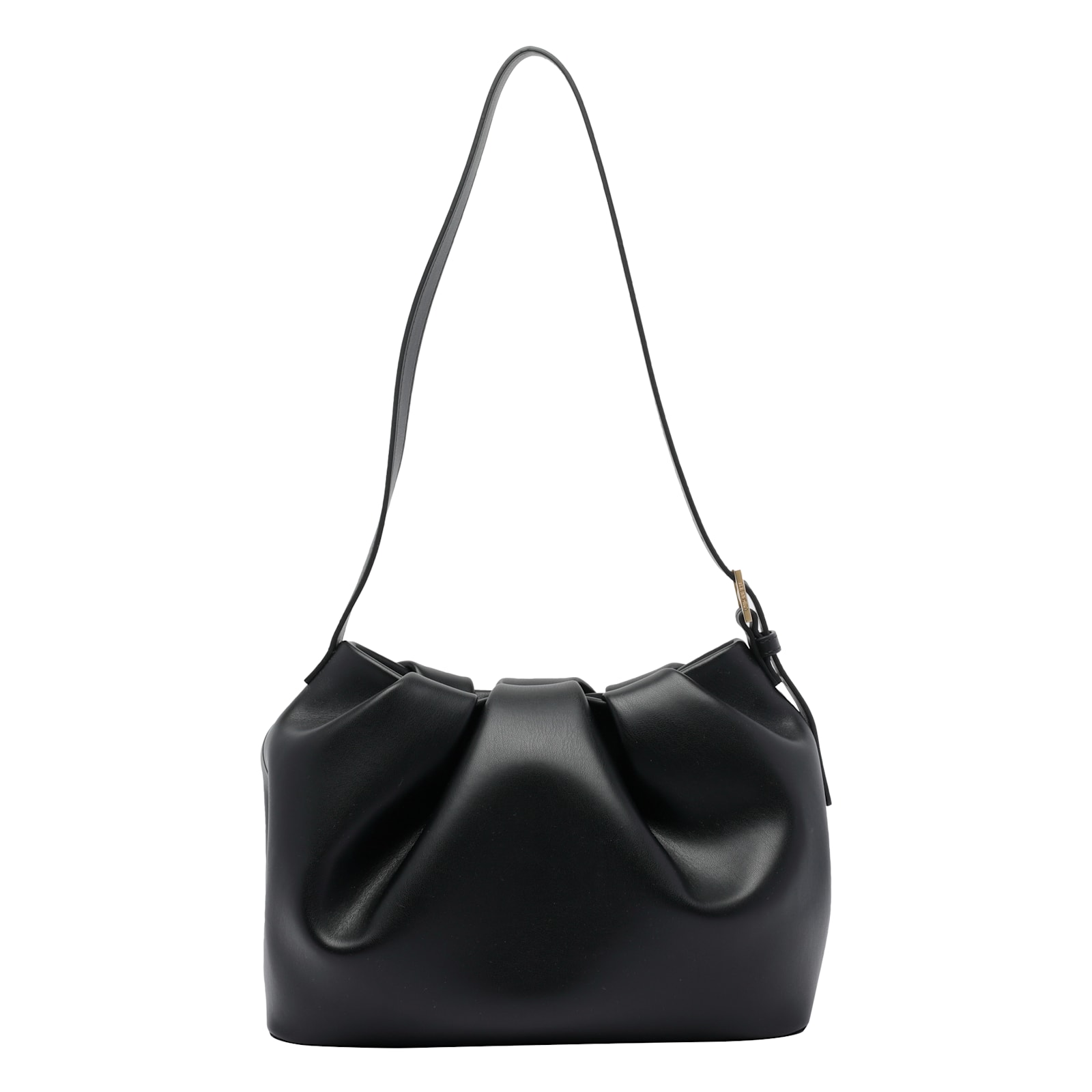 Themoirè Slouchy Vegan Shoulder Bag With Adjustable Strap In Black